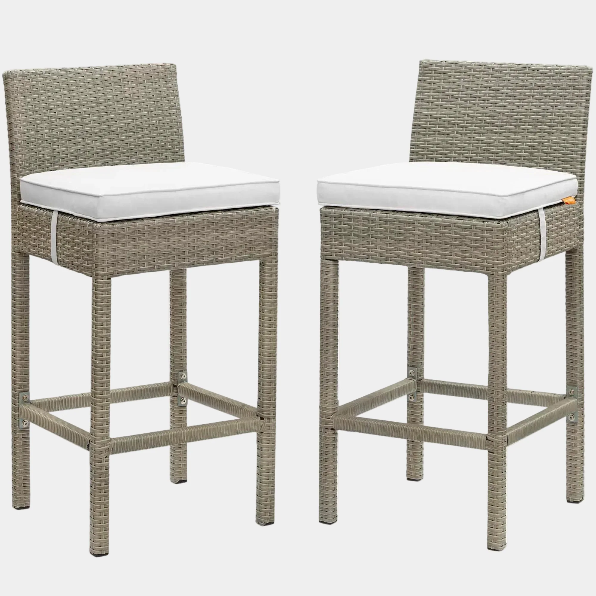 Conduit Outdoor Wicker Rattan Bar Stool Set of 2 - Image 33