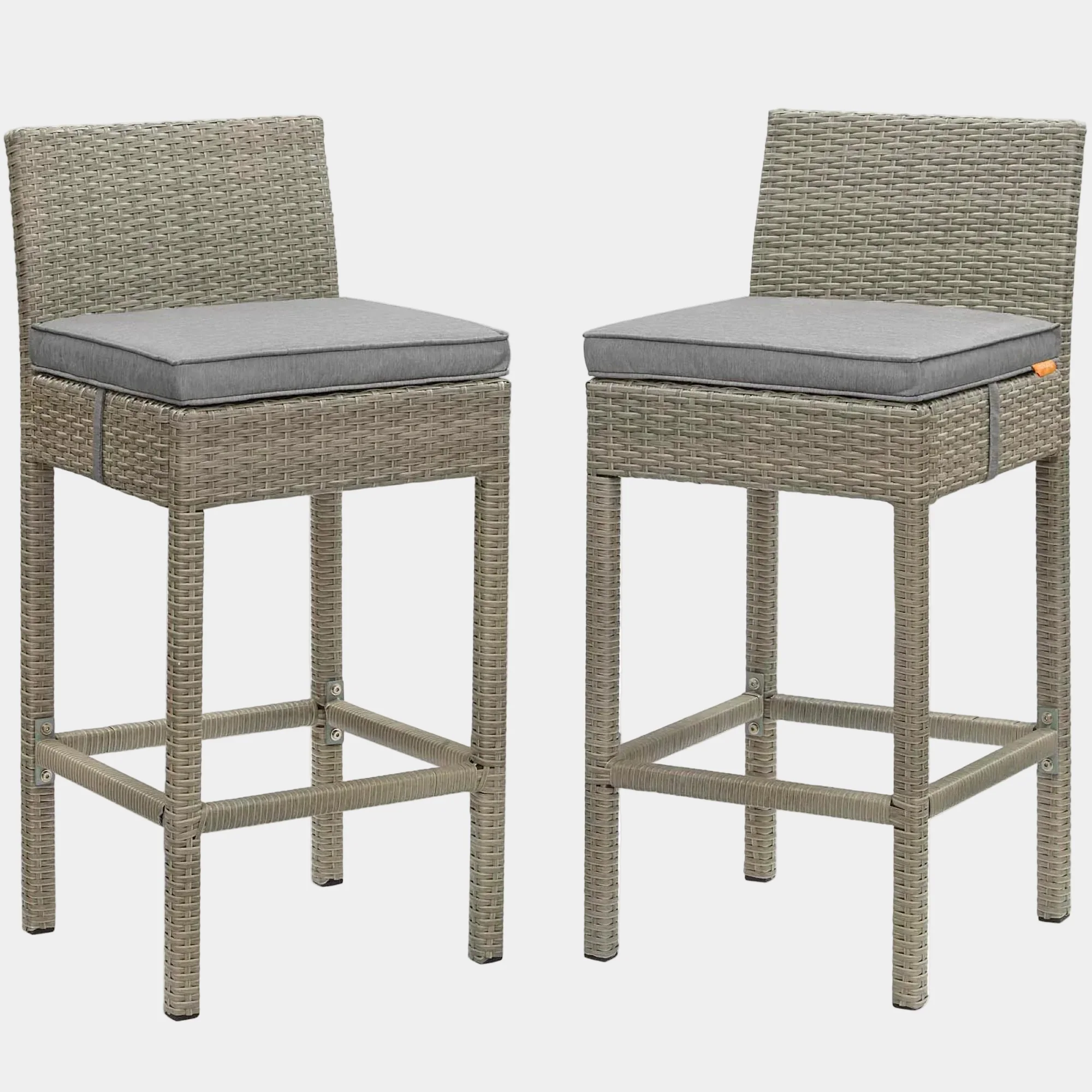 Conduit Outdoor Wicker Rattan Bar Stool Set of 2 - Image 9