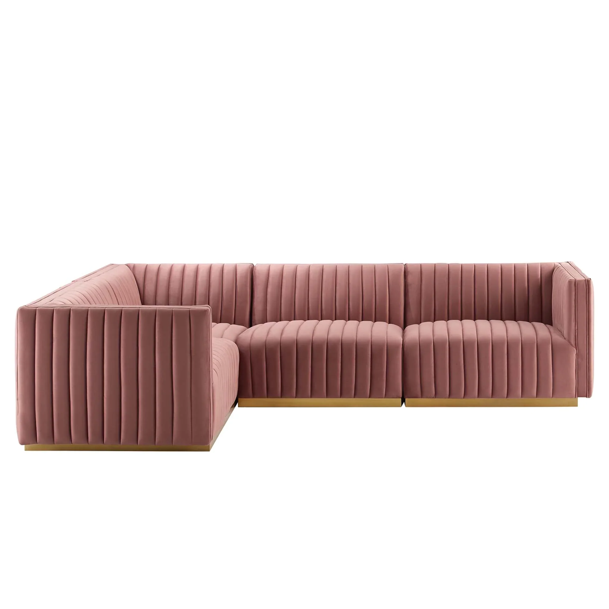 Conjure 4-Piece Channel Tufted Performance Velvet Sectional - Image 9