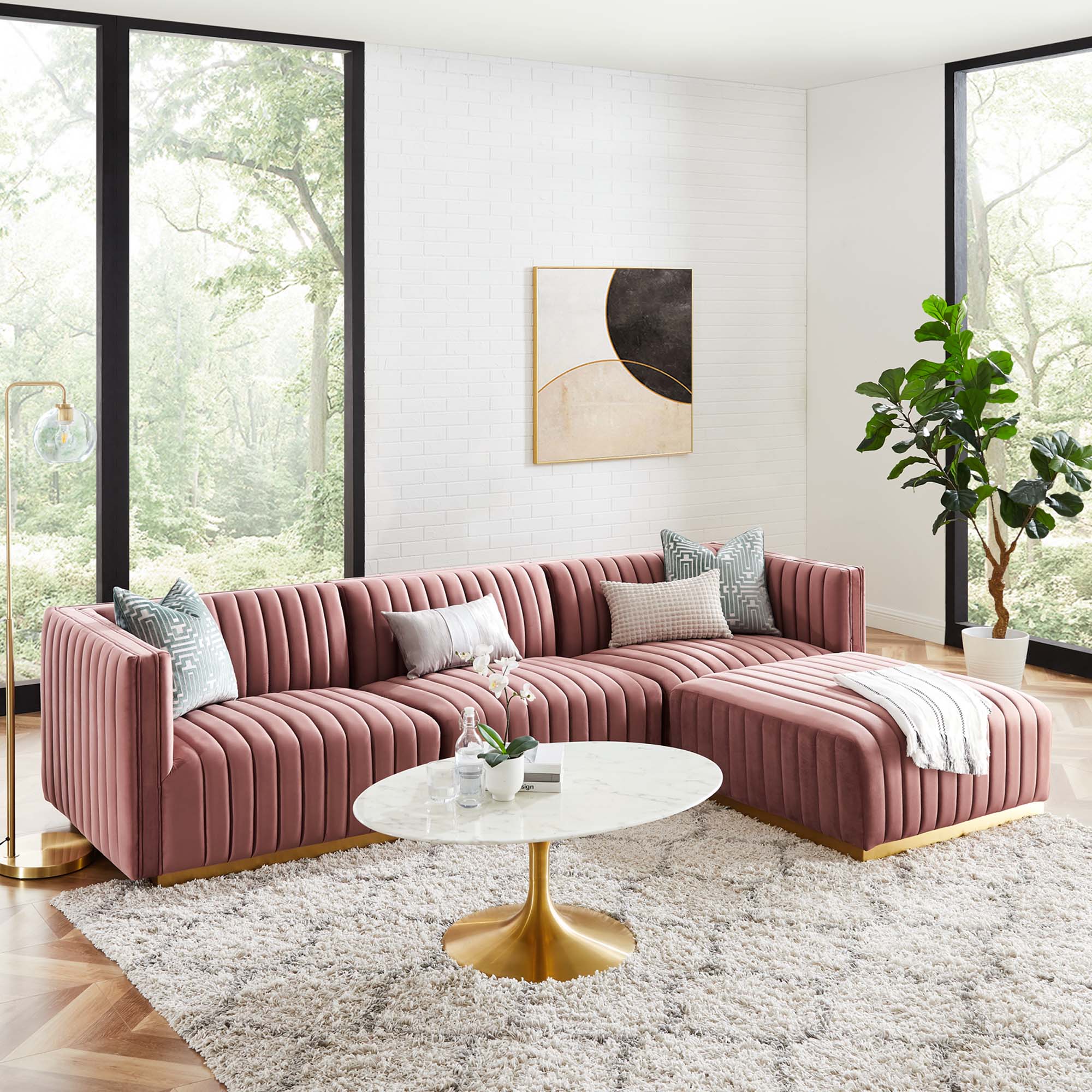 Conjure 4-Piece Channel Tufted Performance Velvet Sectional - Image 17