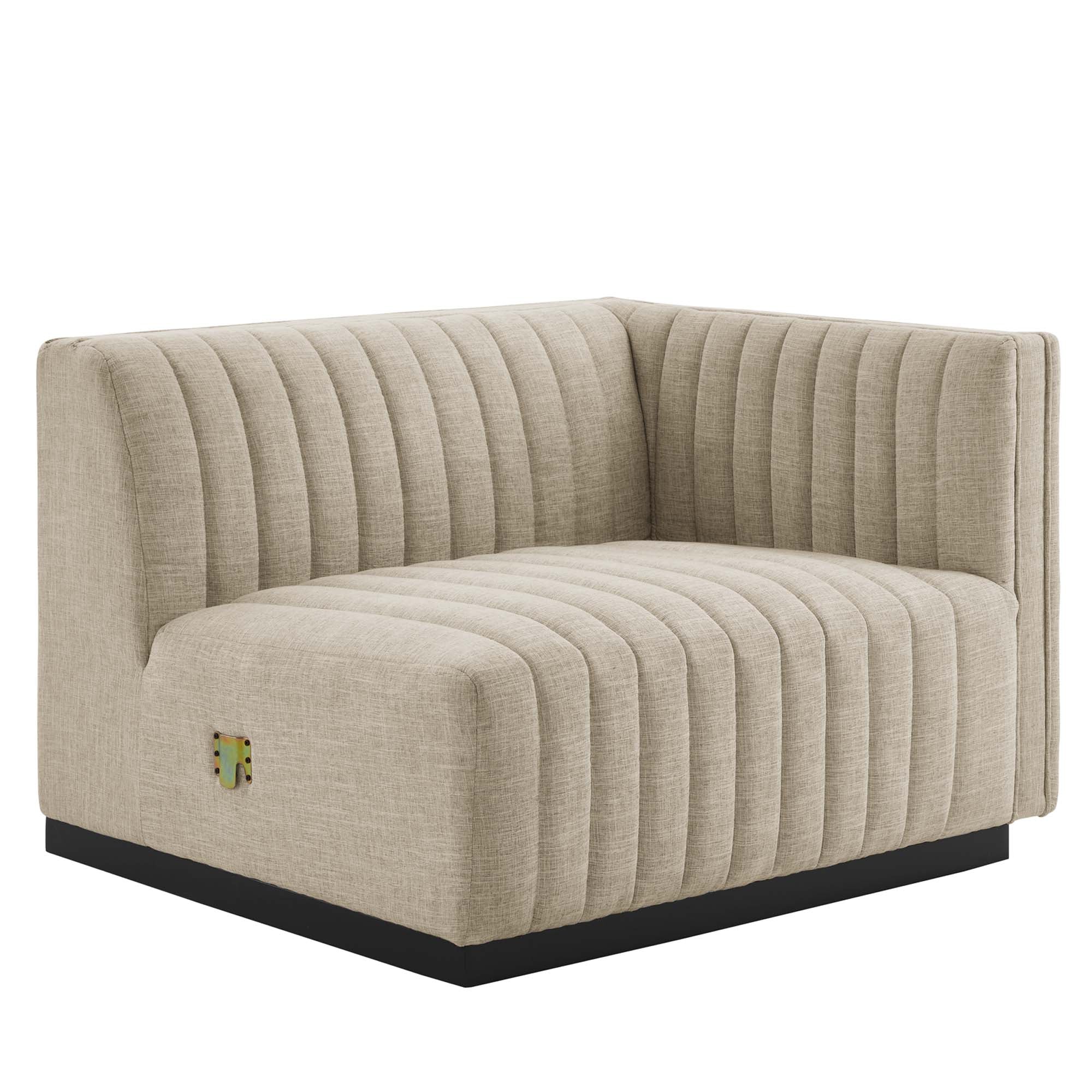 Conjure 4-Piece Channel Tufted Upholstered Fabric Sectional Sofa - Image 7