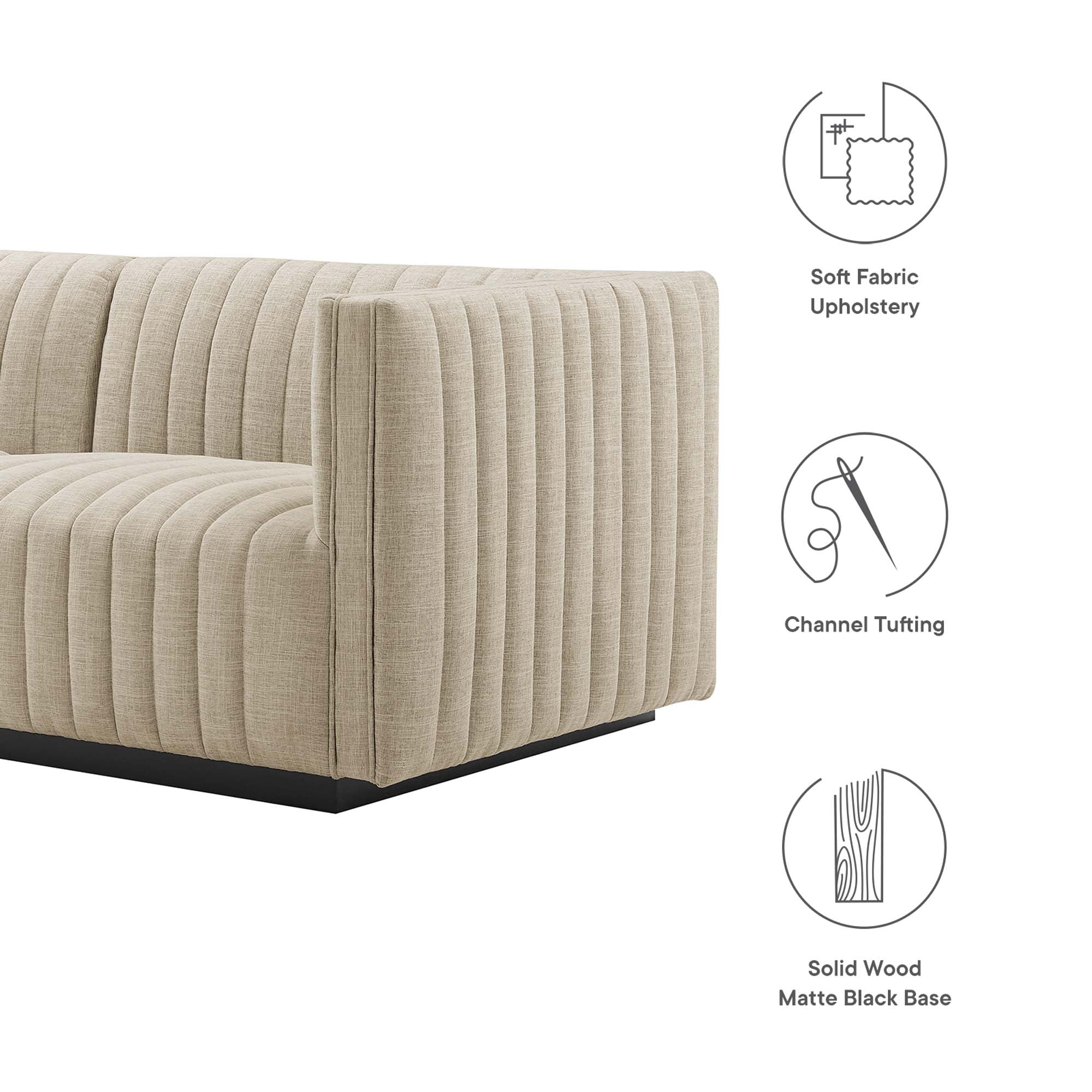 Conjure 4-Piece Channel Tufted Upholstered Fabric Sofa - Image 14