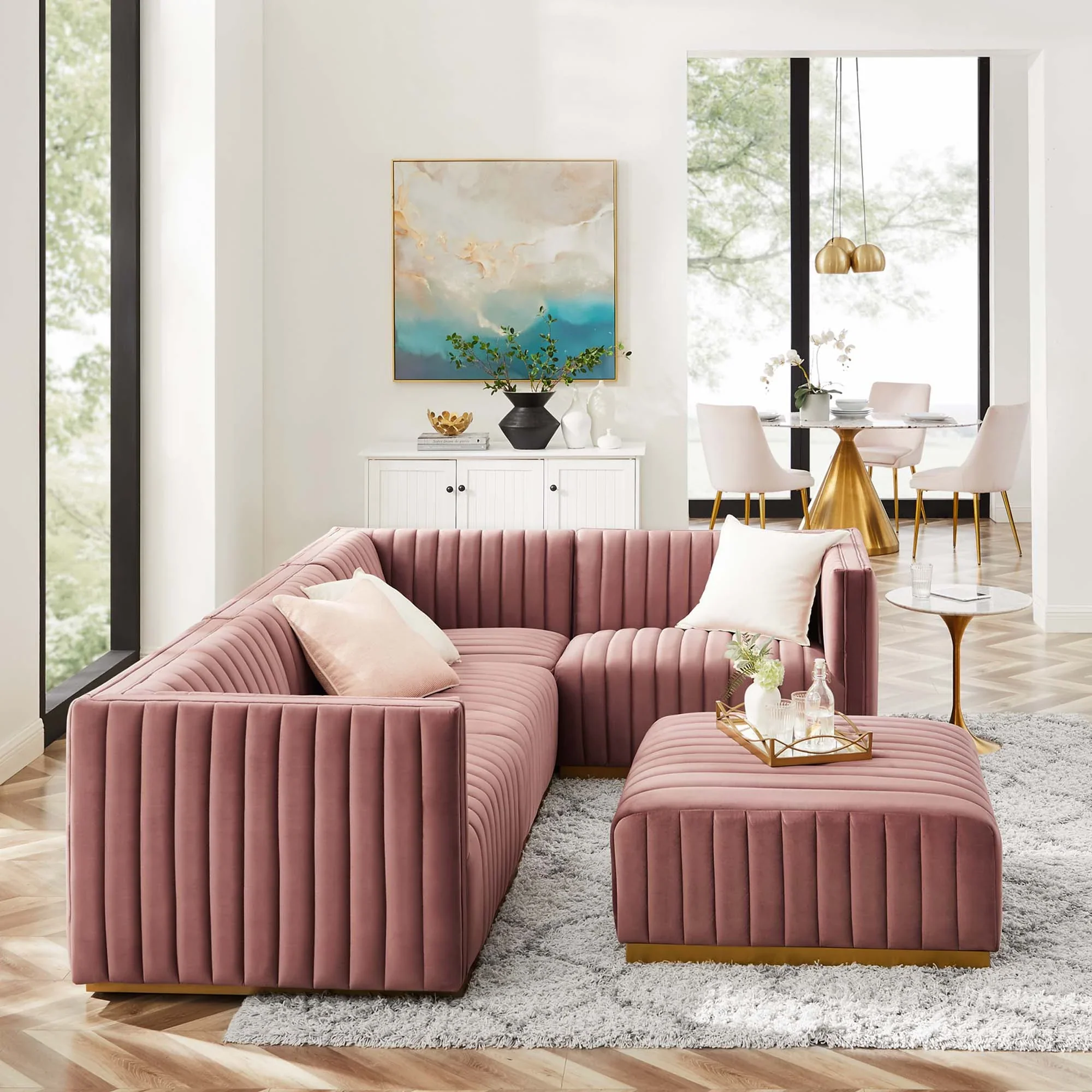 Conjure 5-Piece Channel Tufted Performance Velvet Sectional - Image 20