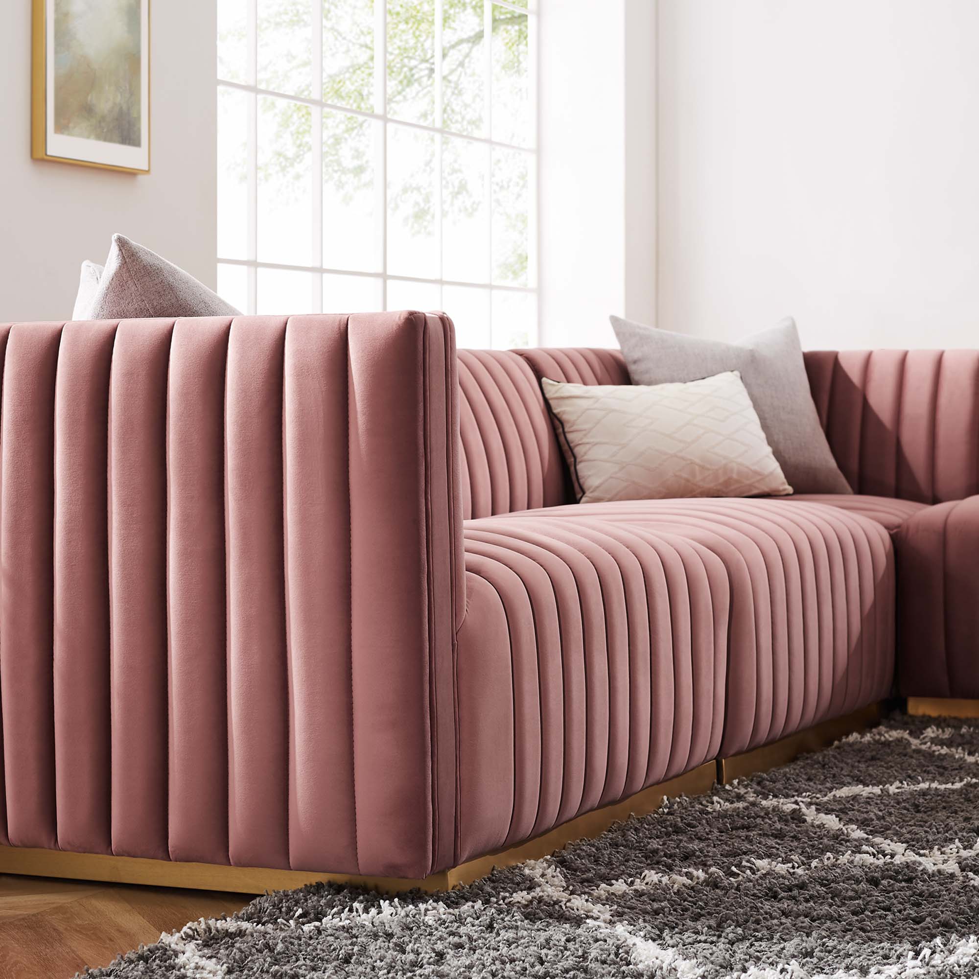 Conjure 5-Piece Channel Tufted Performance Velvet Sectional - Image 3