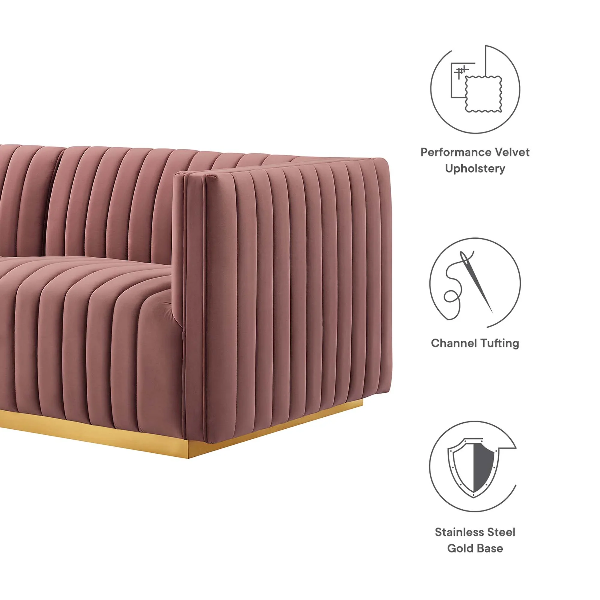 Conjure 6-Piece Channel Tufted Performance Velvet Sectional - Image 15