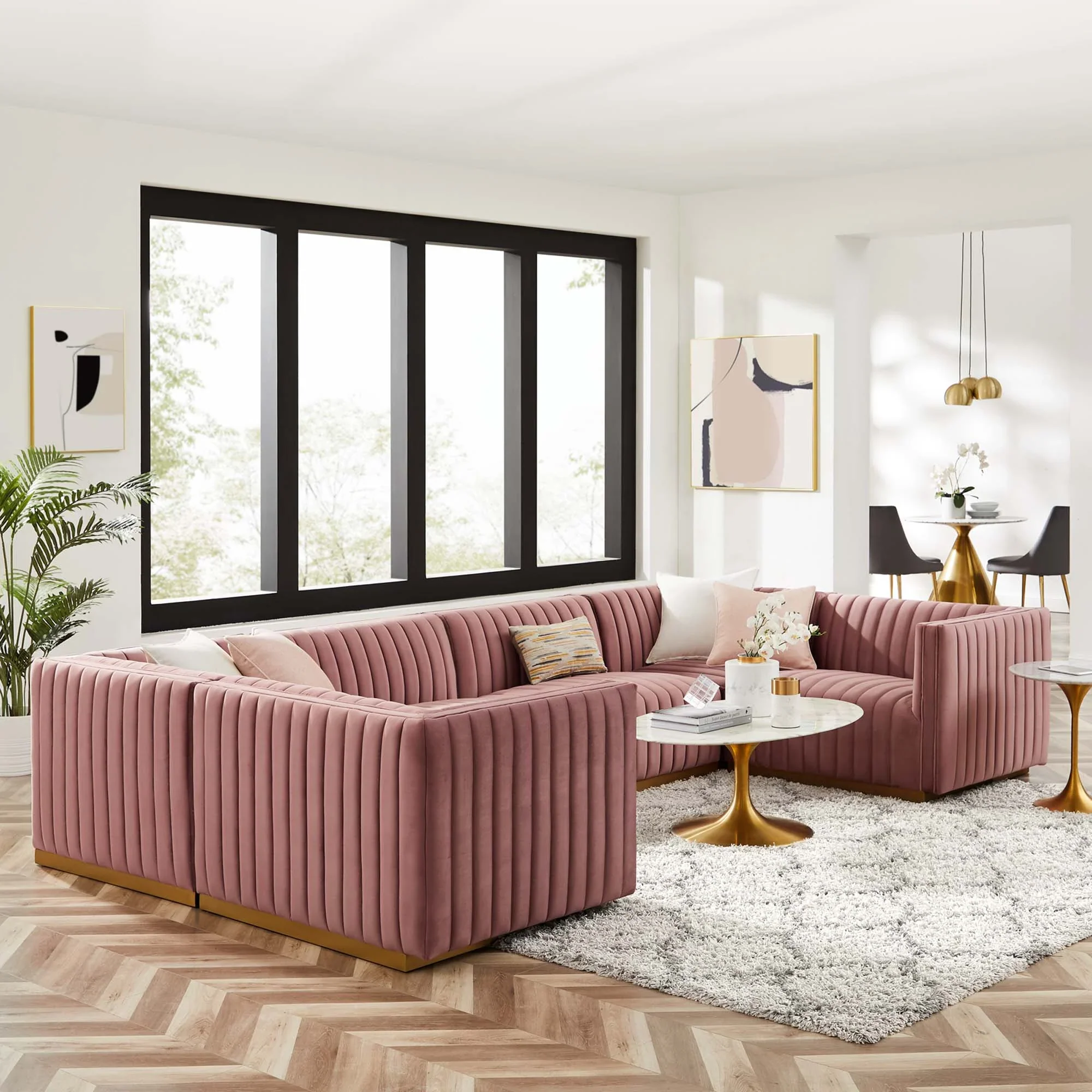 Conjure 6-Piece Channel Tufted Performance Velvet U-Shaped Sectional - Image 20