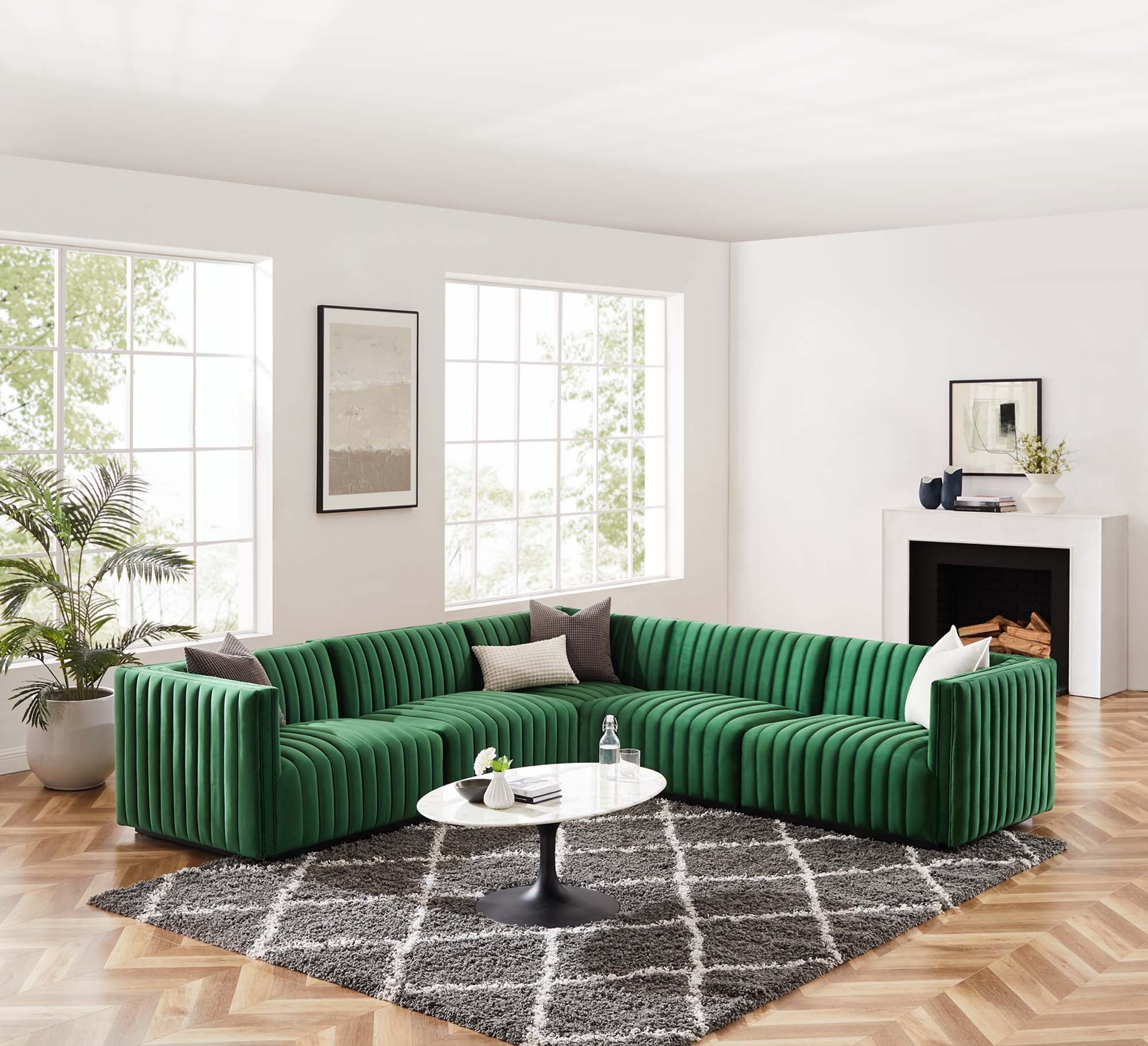Conjure Channel Tufted Performance Velvet 5-Piece Sectional - Image 17