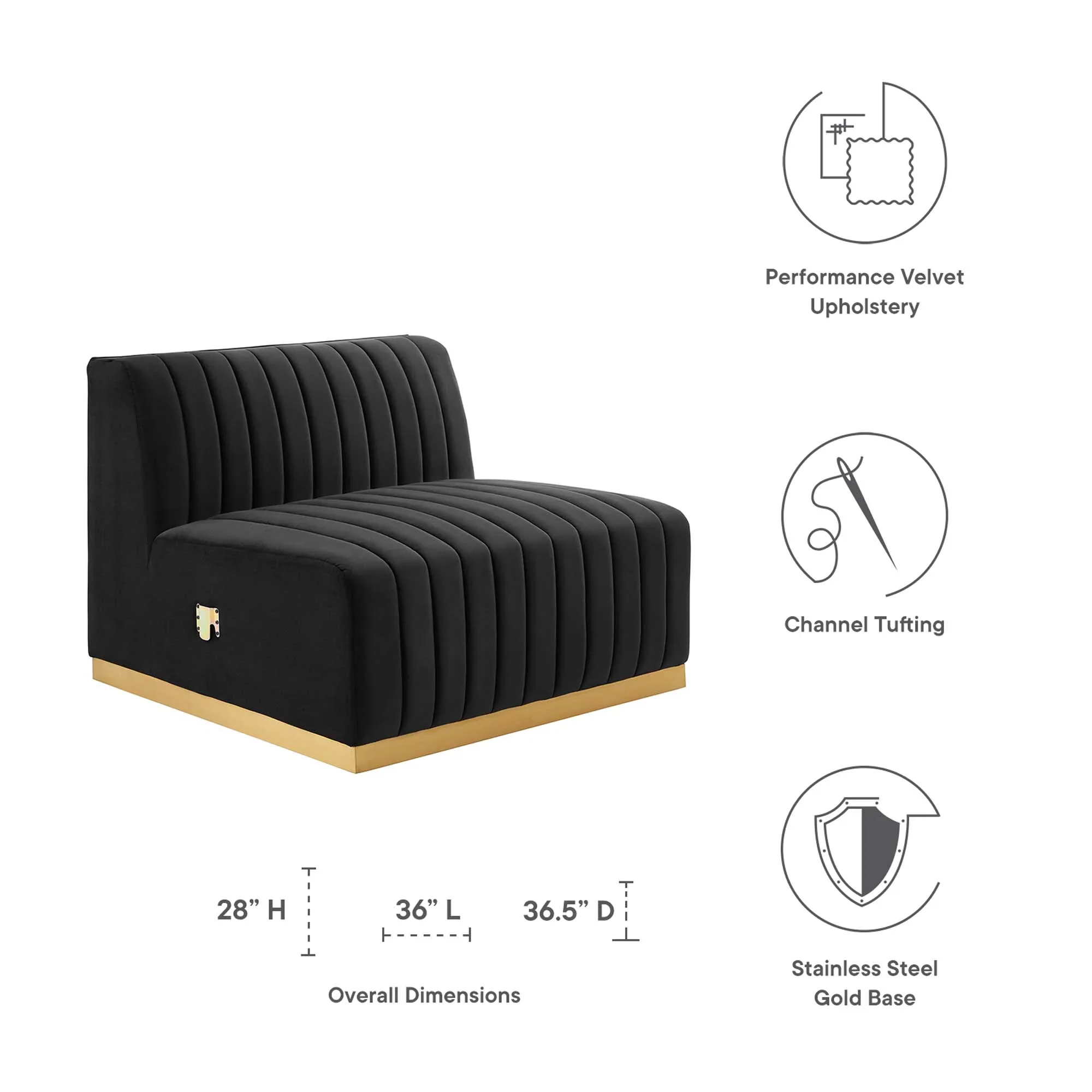 Conjure Channel Tufted Performance Velvet Armless Chair - Image 6