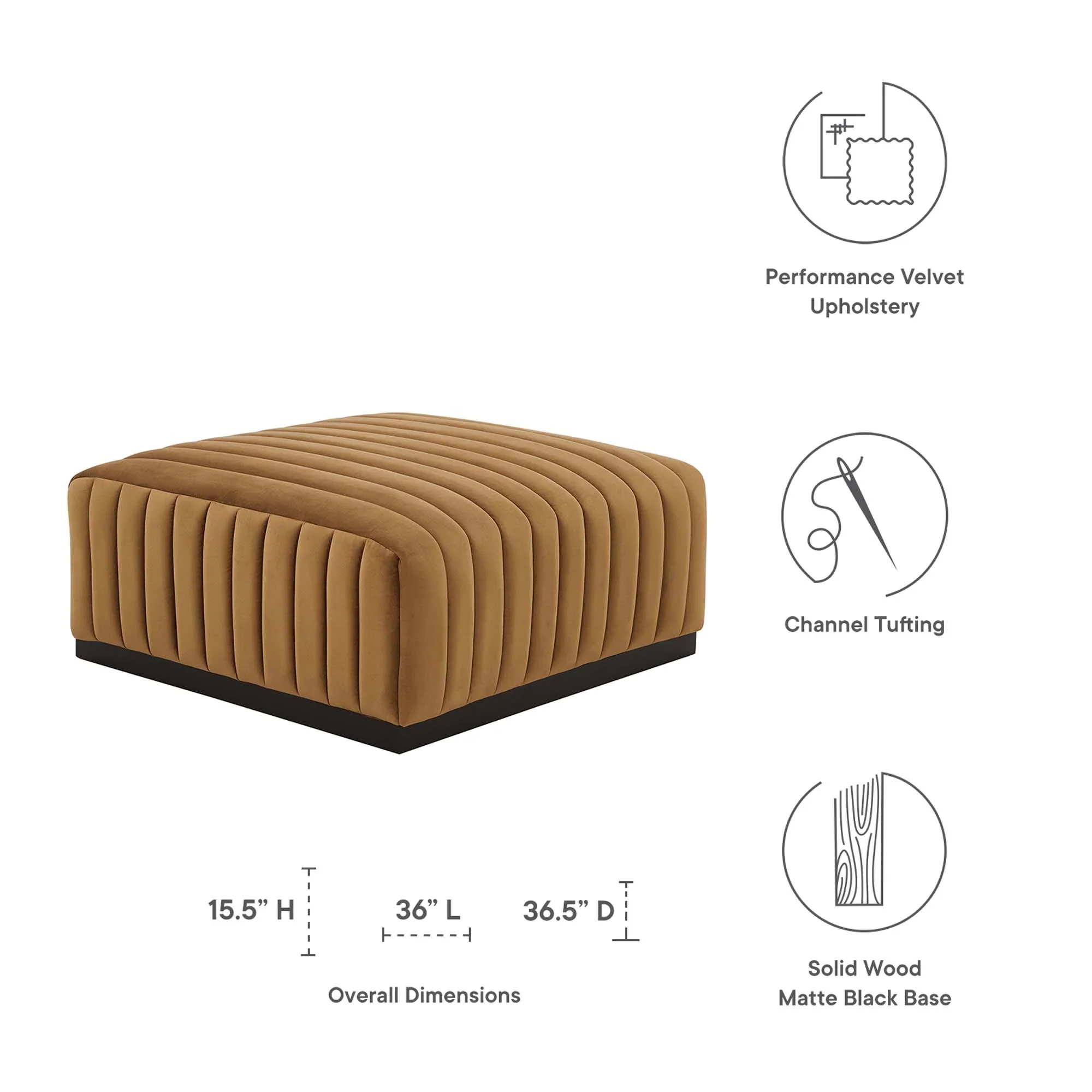 Conjure Channel Tufted Performance Velvet Ottoman - Image 3