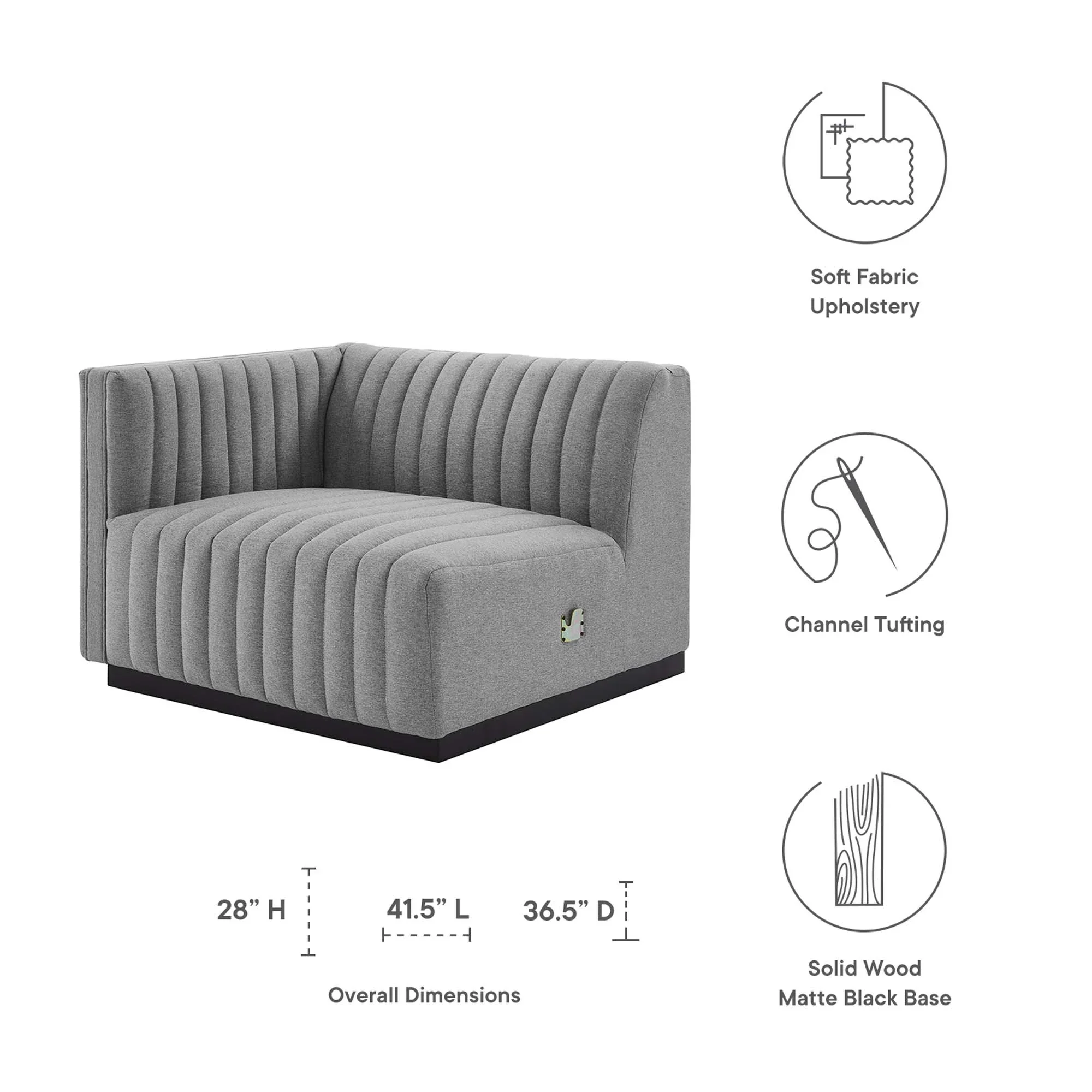 Conjure Channel Tufted Upholstered Fabric Left-Arm Chair - Image 12