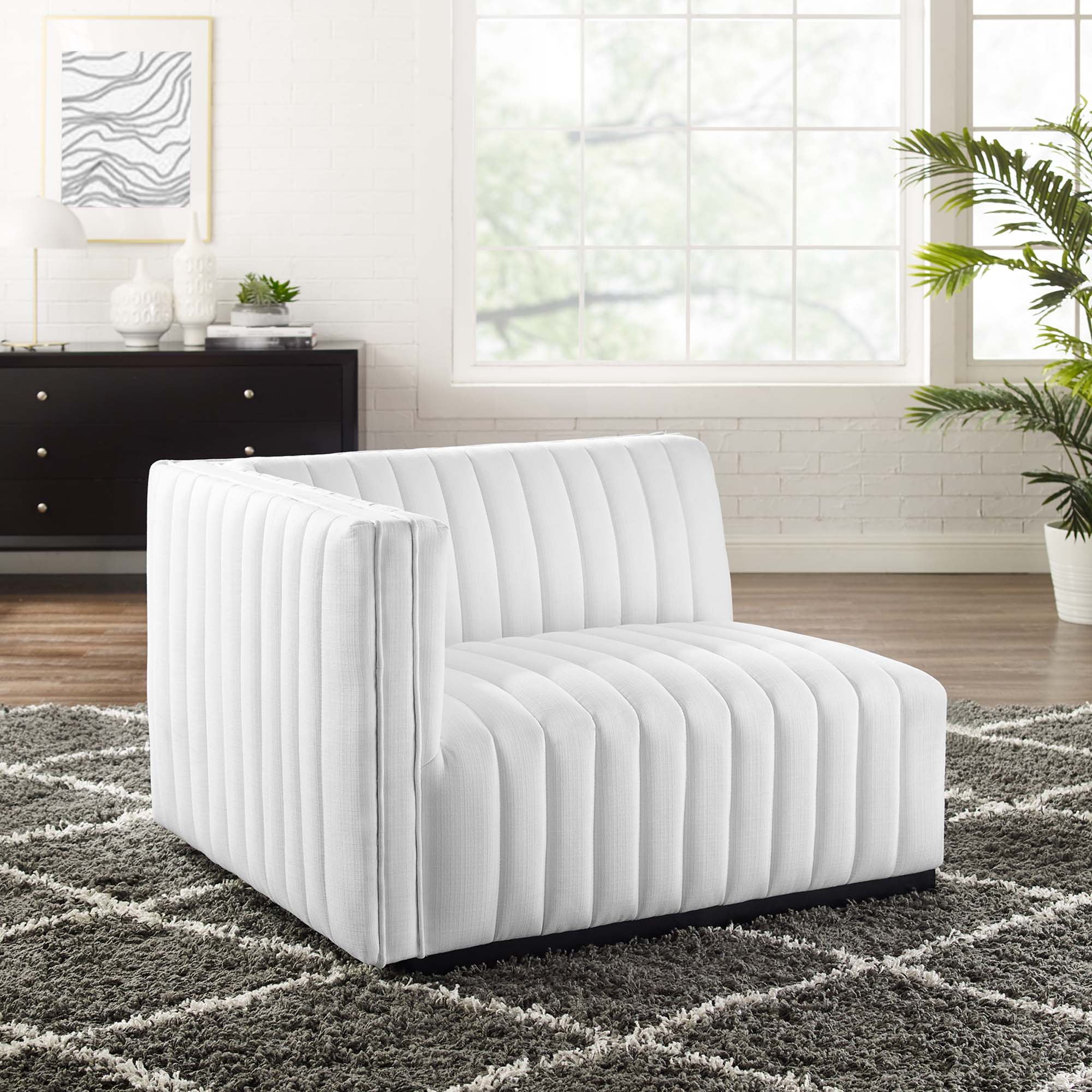 Conjure Channel Tufted Upholstered Fabric Left-Arm Chair - Image 14