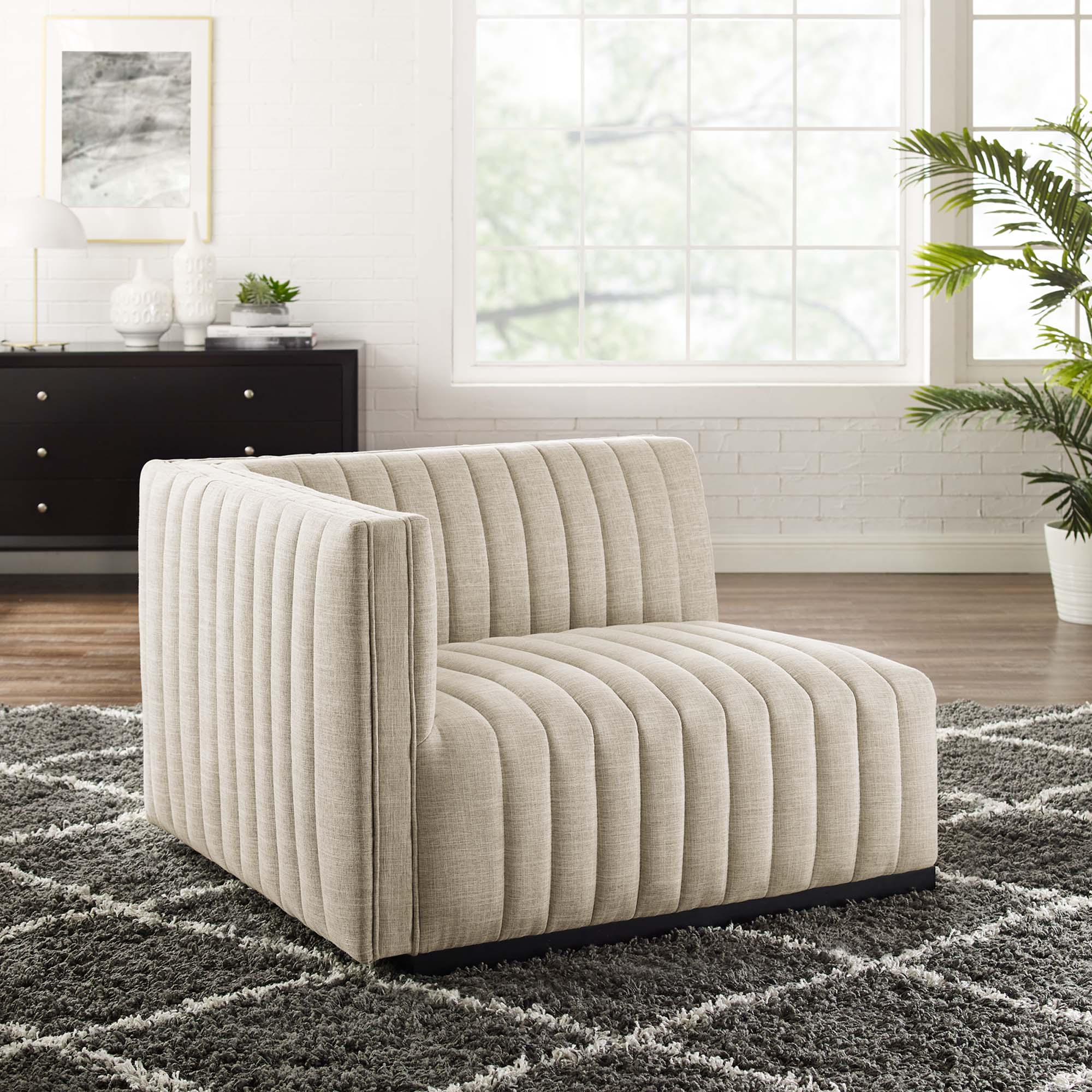 Conjure Channel Tufted Upholstered Fabric Left-Arm Chair - Image 2