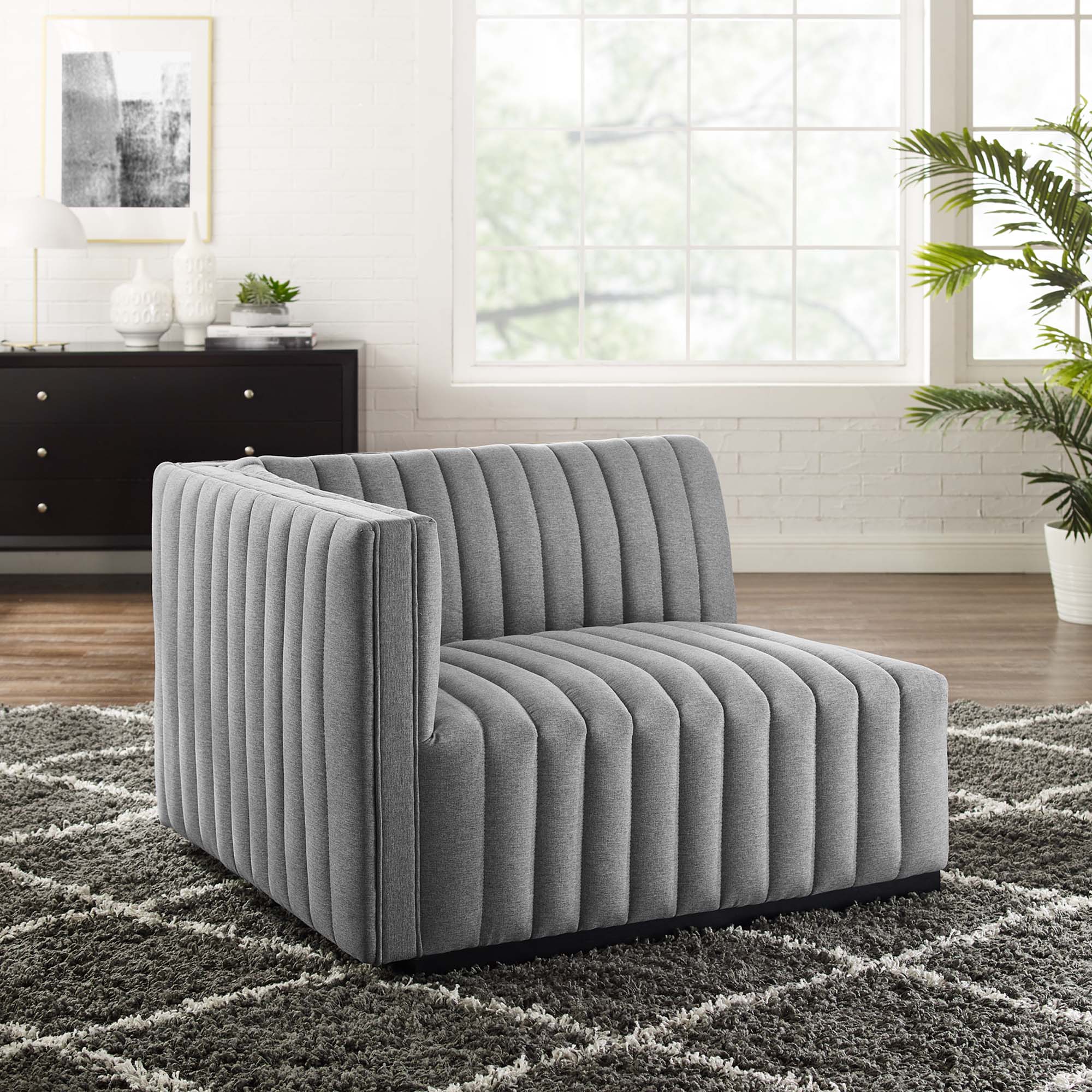 Conjure Channel Tufted Upholstered Fabric Left-Arm Chair - Image 7
