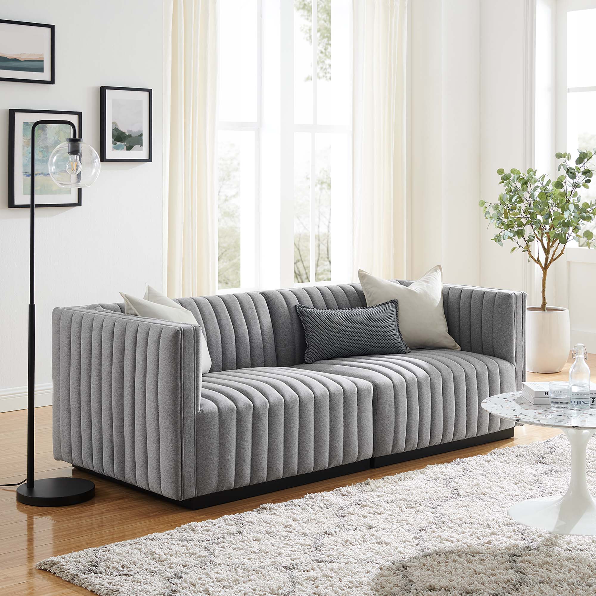 Conjure Channel Tufted Upholstered Fabric Loveseat - Image 13