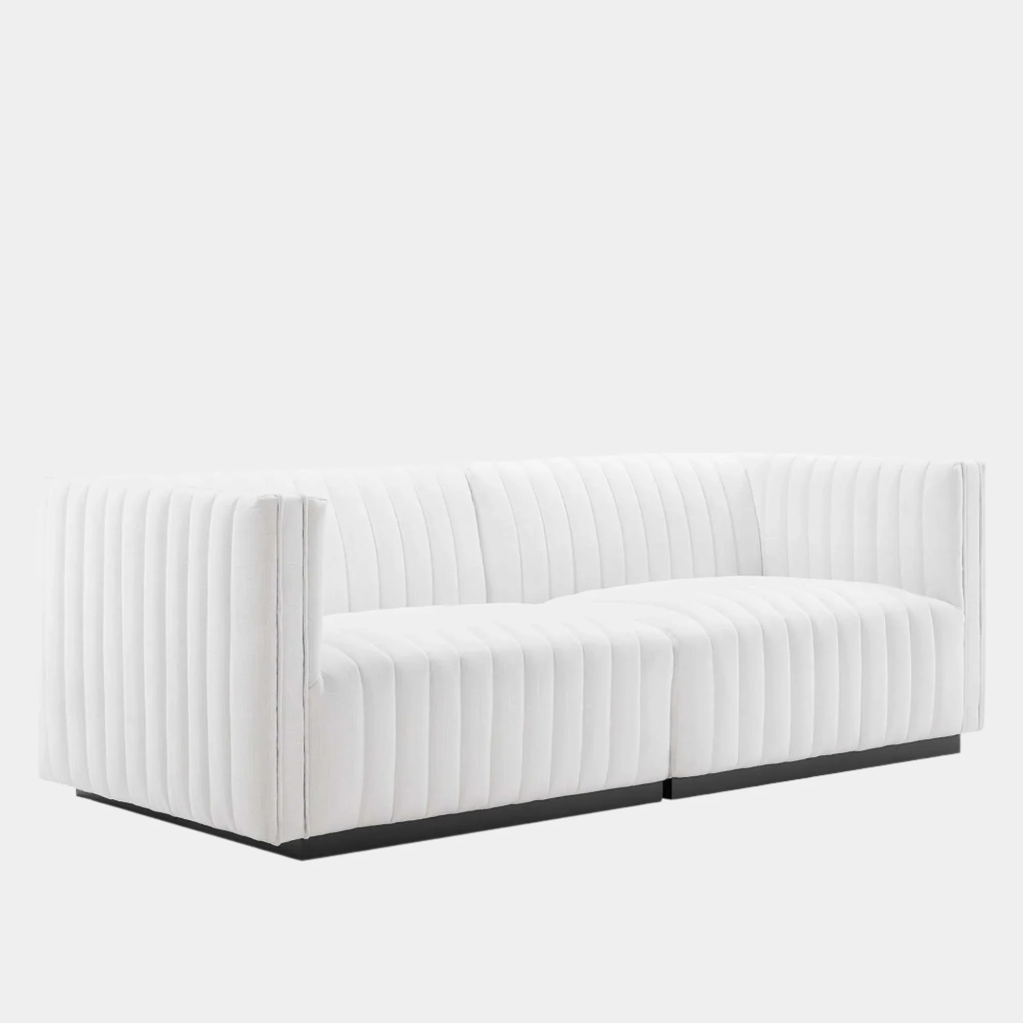 Conjure Channel Tufted Upholstered Fabric Loveseat - Image 23