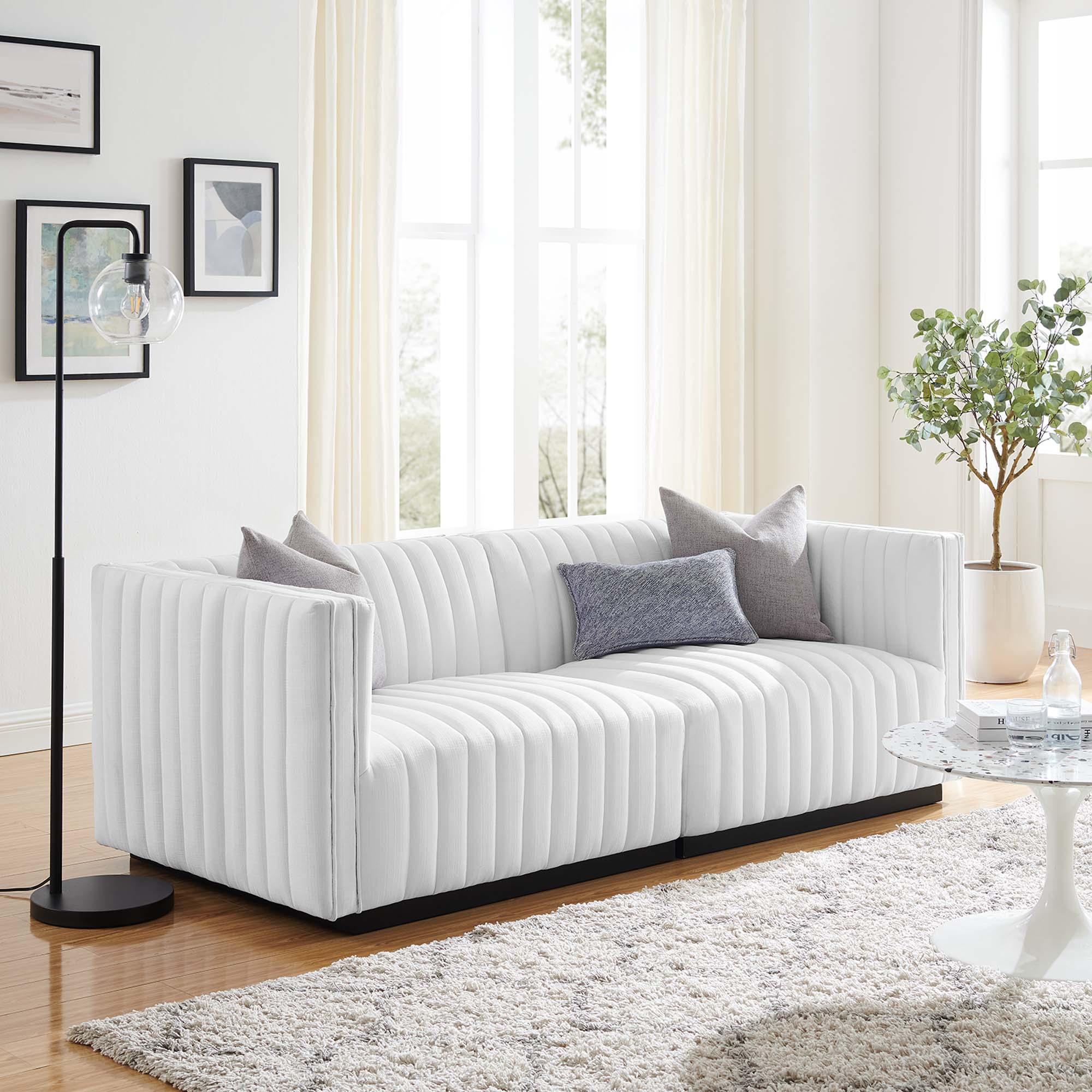 Conjure Channel Tufted Upholstered Fabric Loveseat - Image 24