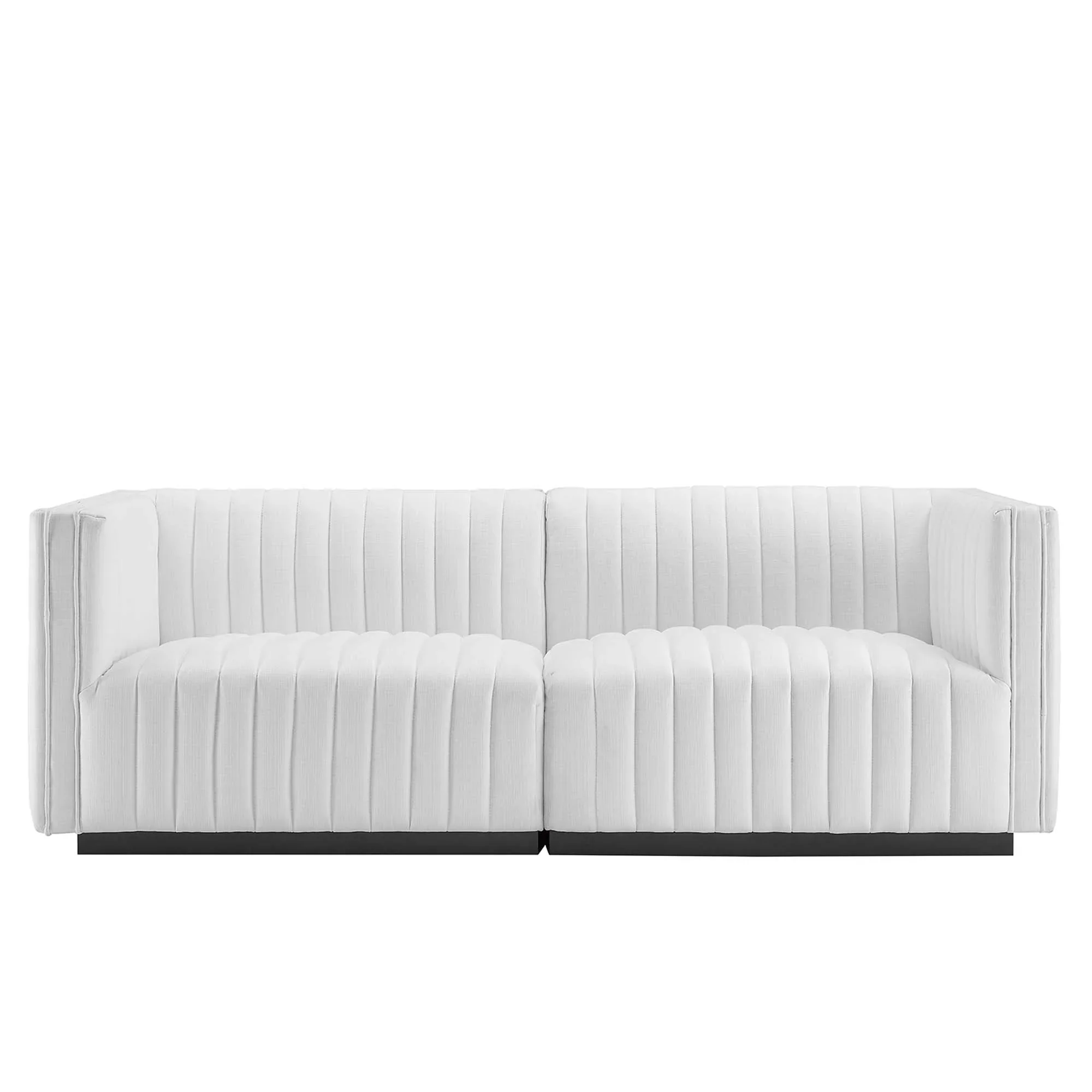 Conjure Channel Tufted Upholstered Fabric Loveseat - Image 29