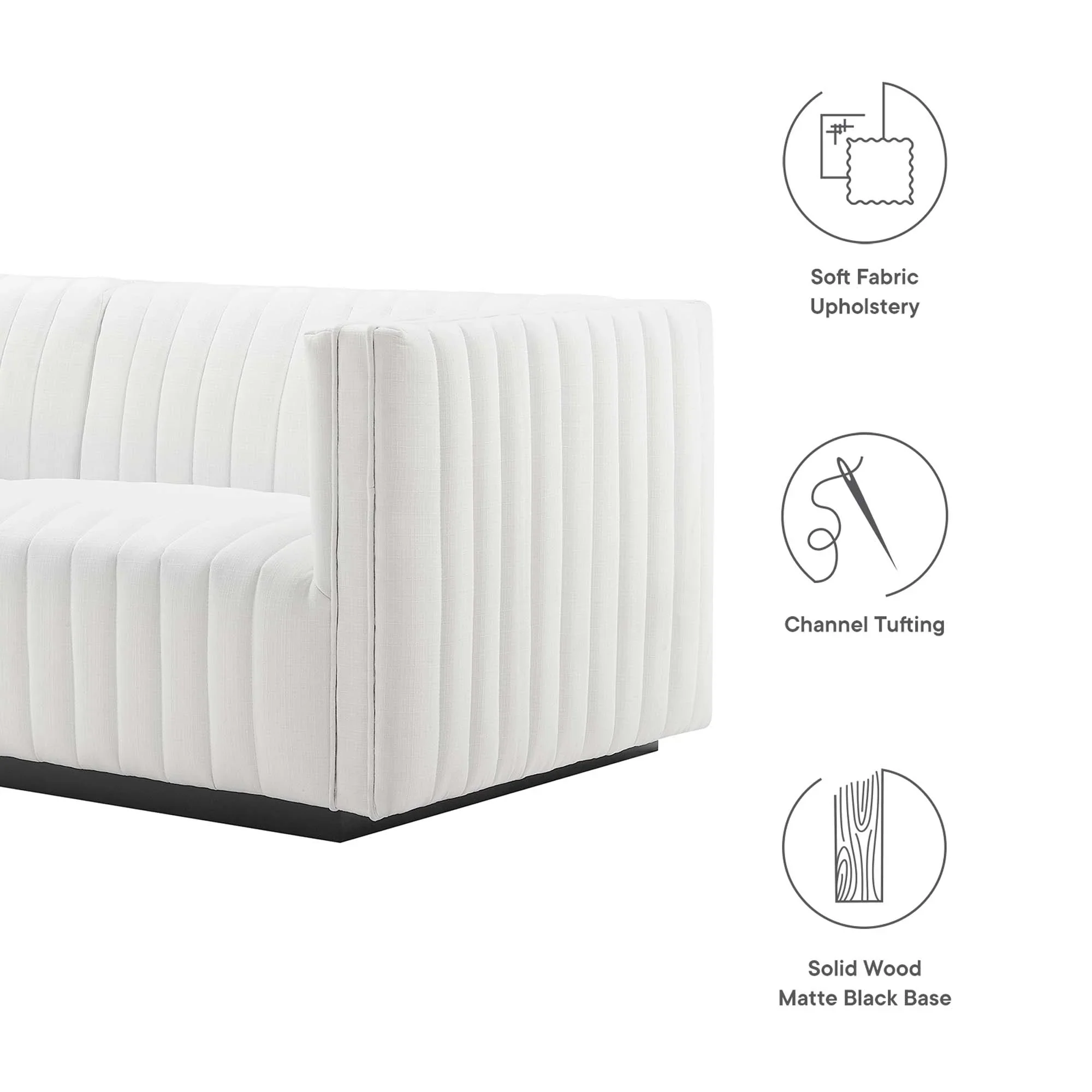 Conjure Channel Tufted Upholstered Fabric Loveseat - Image 33