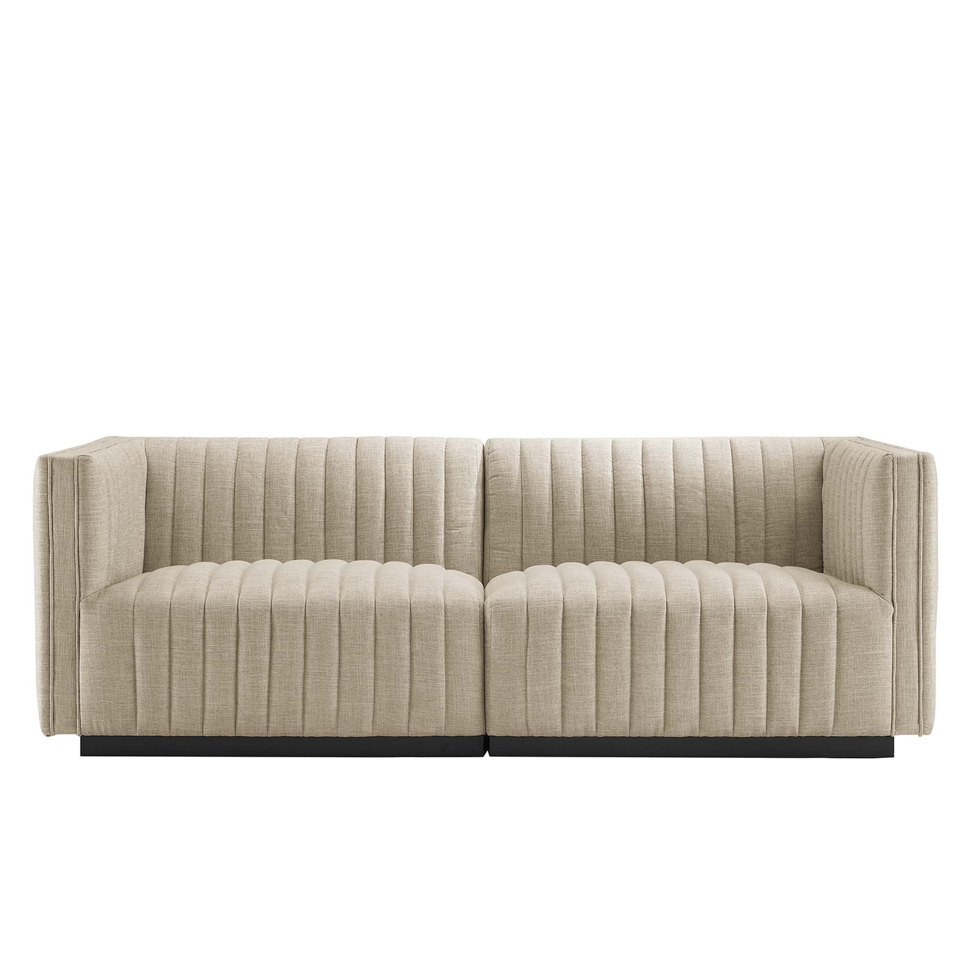 Conjure Channel Tufted Upholstered Fabric Loveseat - Image 9