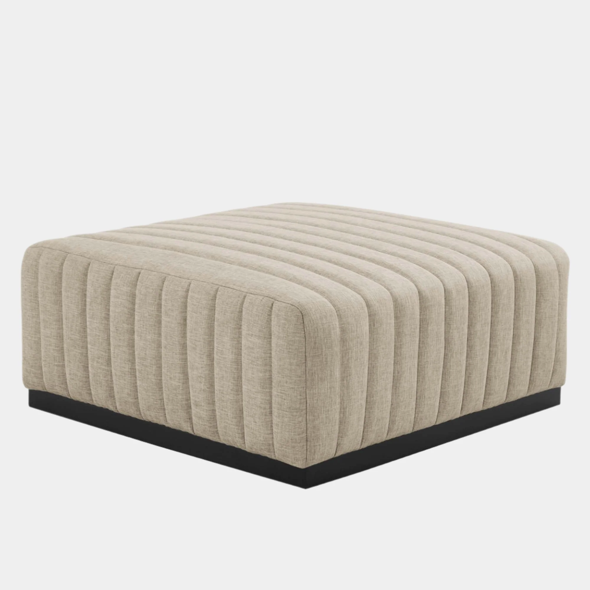 Conjure Channel Tufted Upholstered Fabric Ottoman