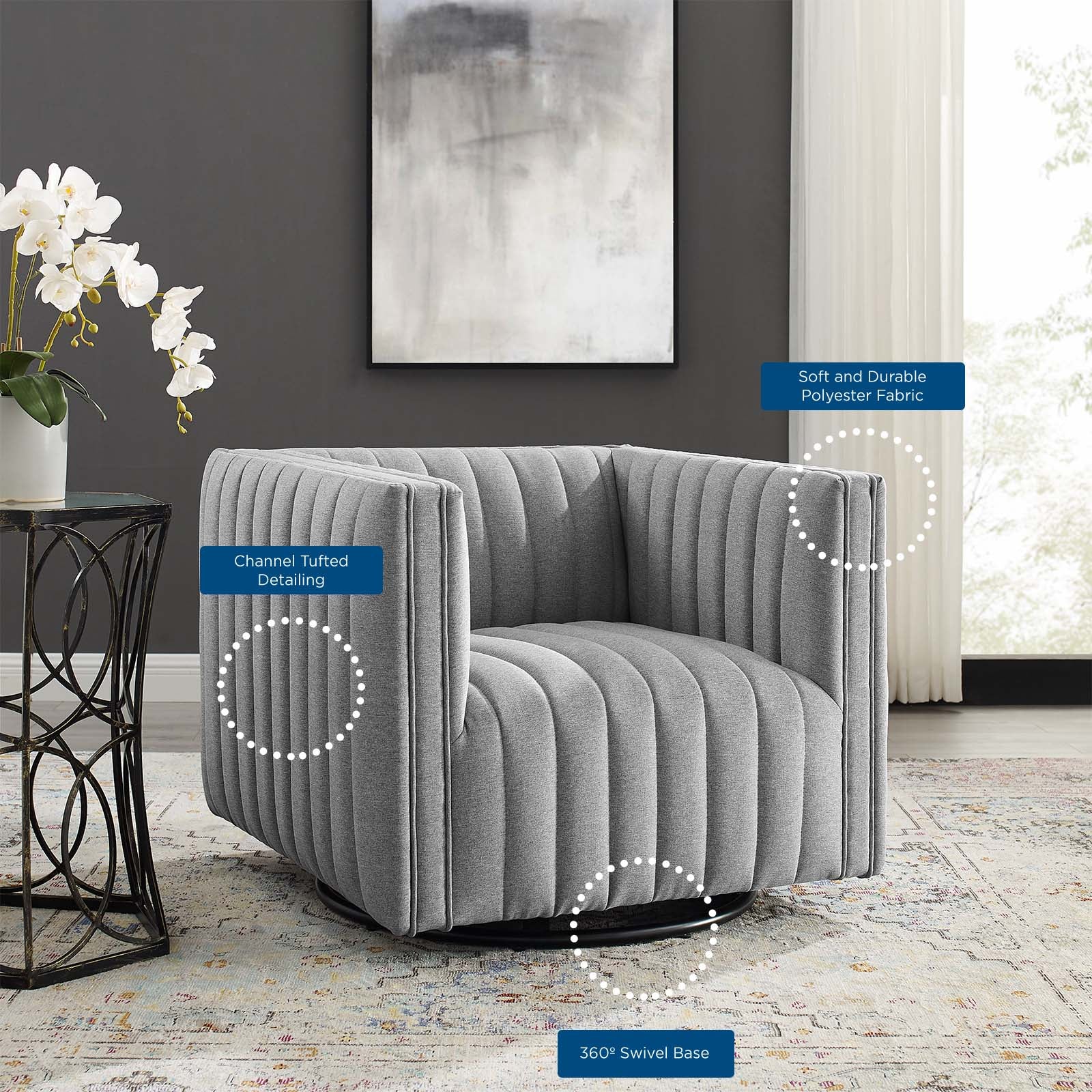 Conjure Tufted Swivel Upholstered Armchair - Image 20
