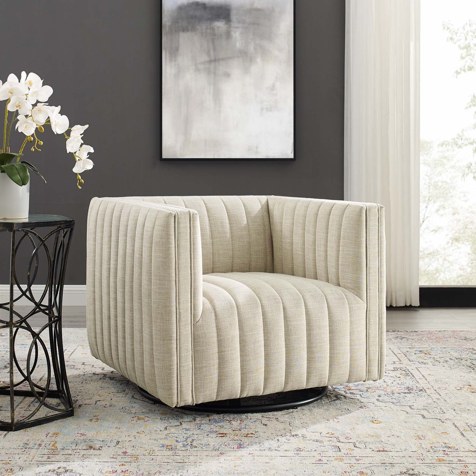 Conjure Tufted Swivel Upholstered Armchair - Image 3
