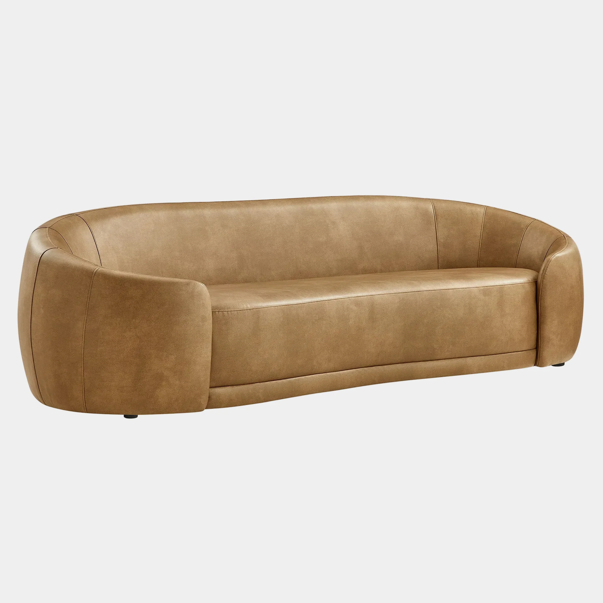 Contessa Curved Vegan Leather Sofa in Toast