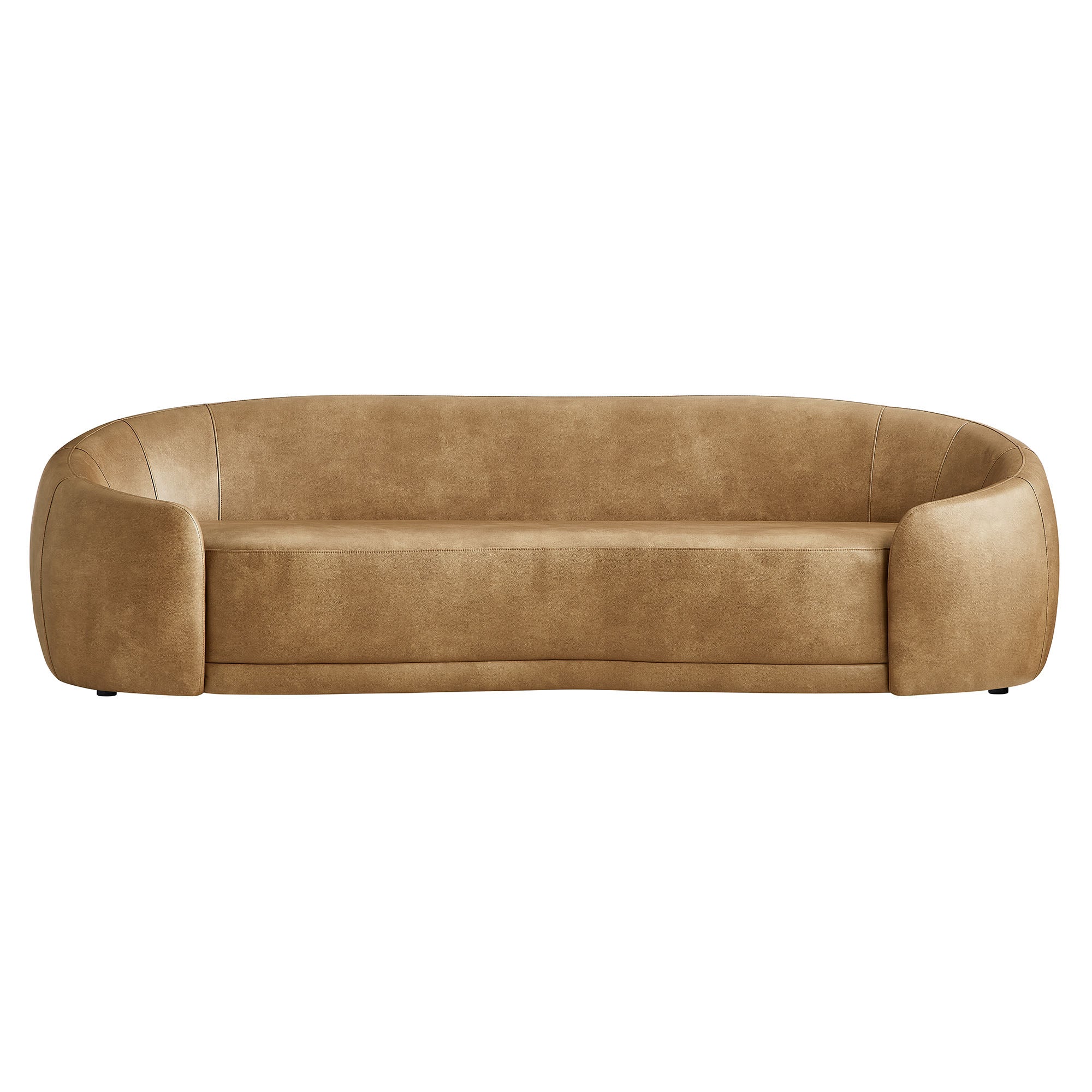Contessa Curved Vegan Leather Sofa in Toast - Image 4