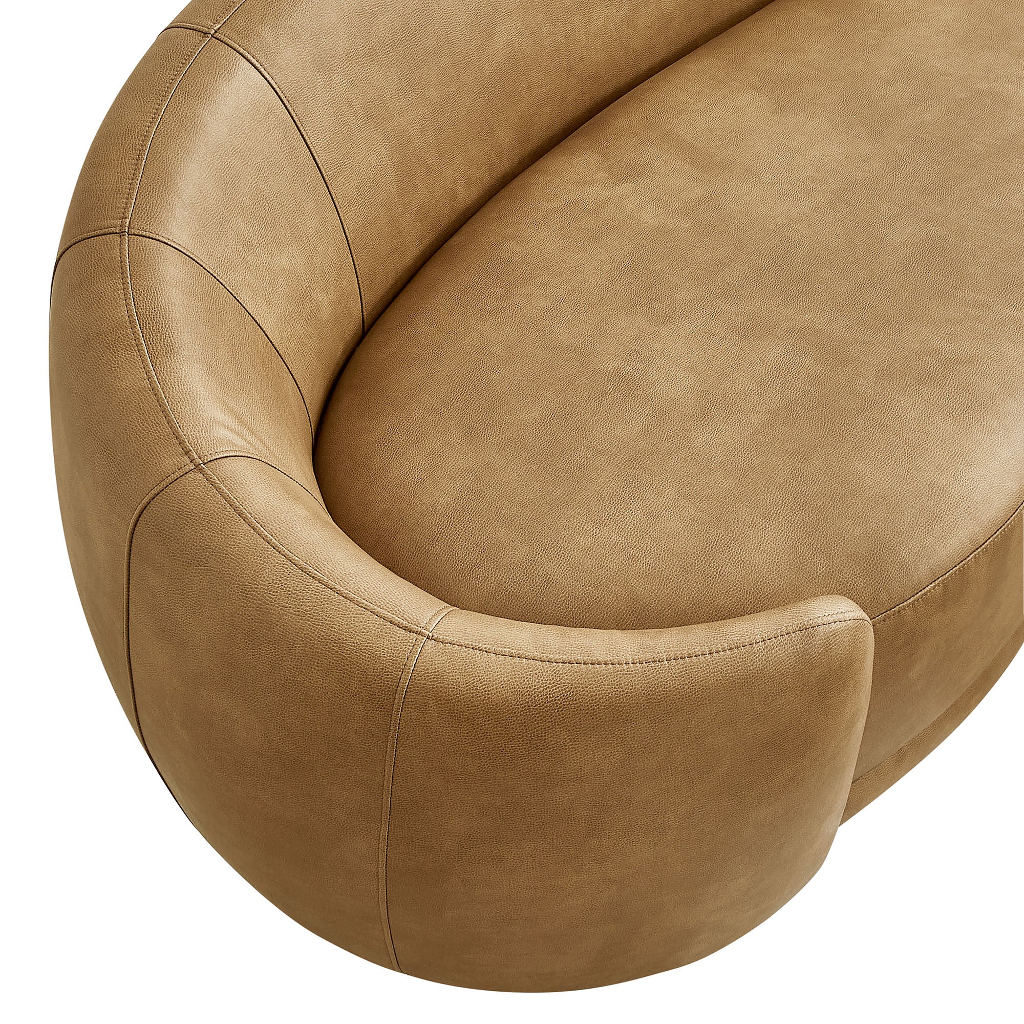 Contessa Curved Vegan Leather Sofa in Toast - Image 7