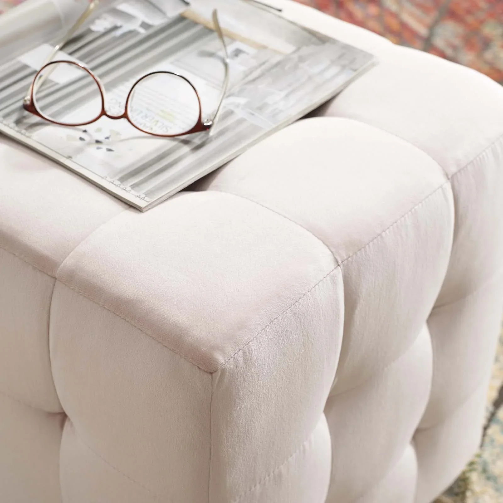 Contour Tufted Cube Performance Velvet Ottoman - Image 18