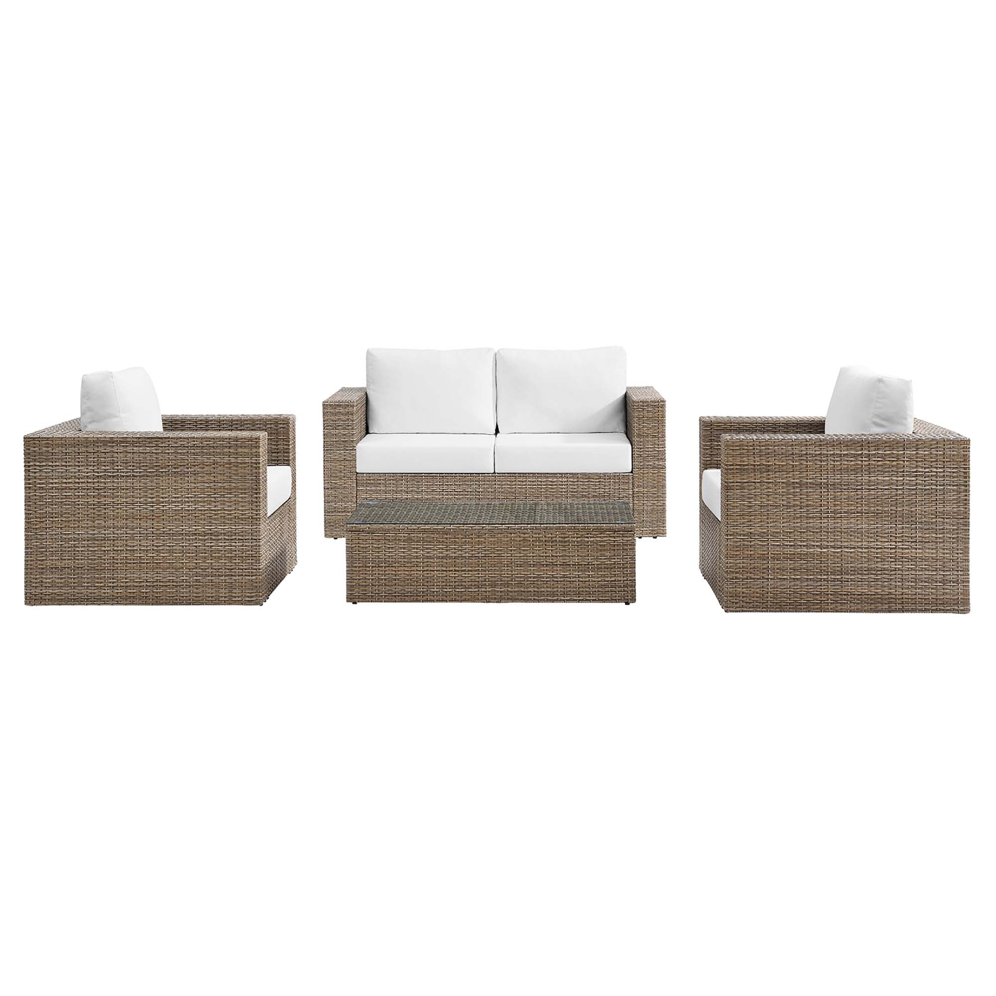 Convene 4-Piece Outdoor Patio Furniture Set in Cappuccino White - Image 4