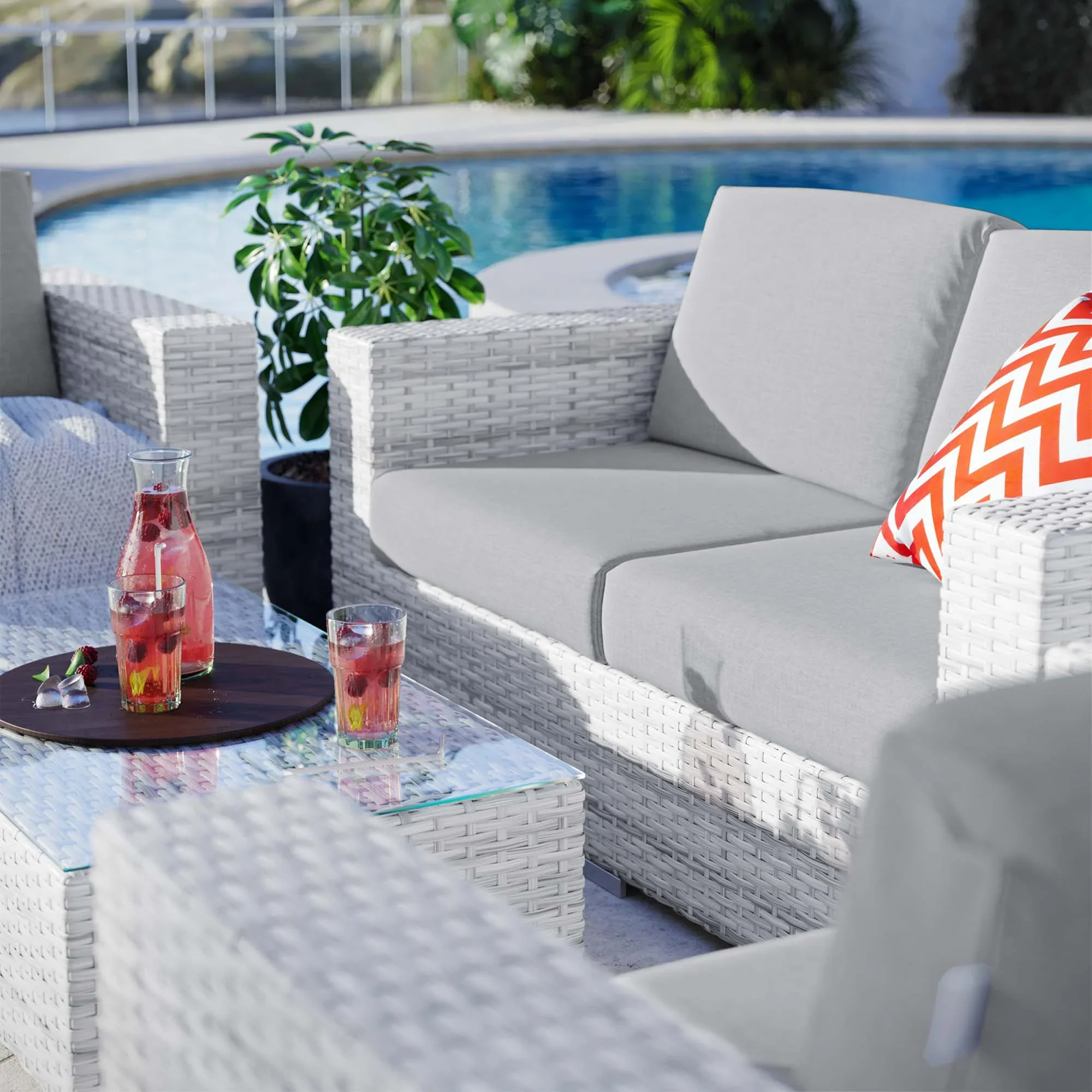 Convene 4-Piece Outdoor Patio Set in Light Gray Gray - Image 4
