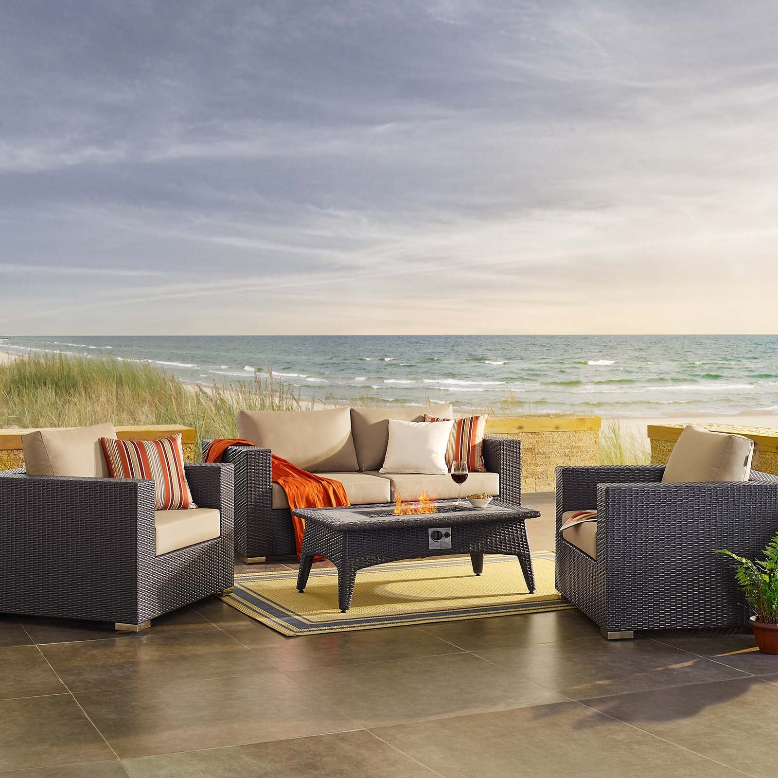Convene 4 Piece Set Outdoor Patio with Fire Pit - Image 2