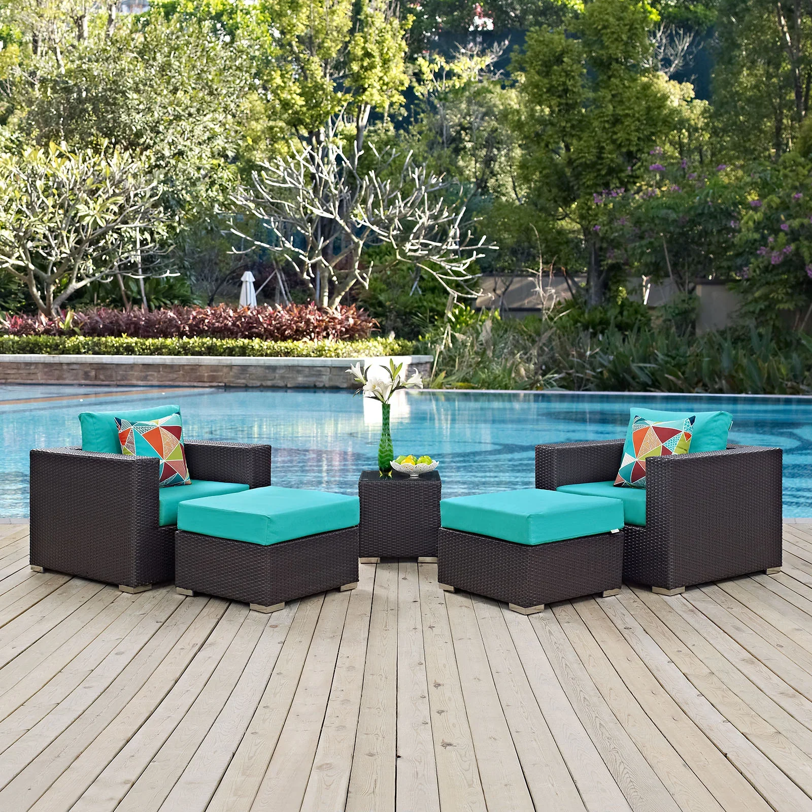 Convene 5 Piece Outdoor Patio Sectional Set - Image 8