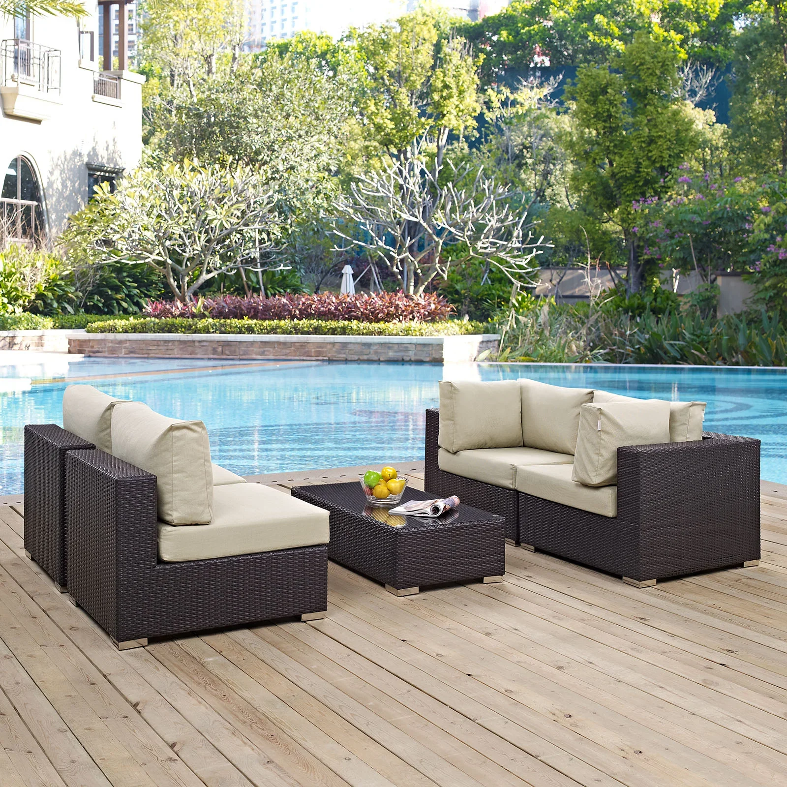 Convene 5 Piece Outdoor Patio Sectional Set - Image 2