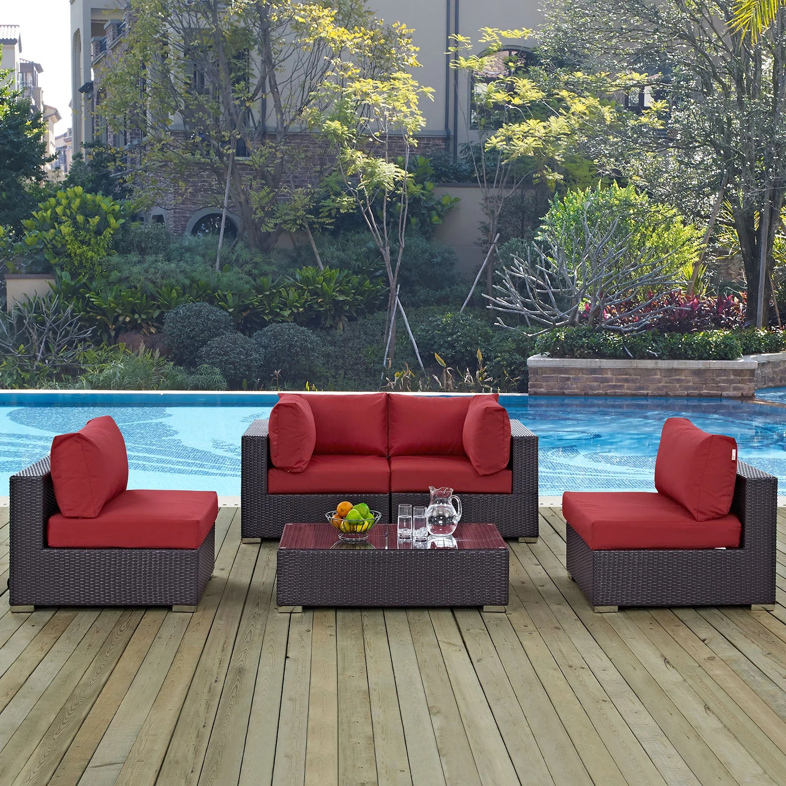 Convene 5 Piece Outdoor Patio Sectional Set - Image 27