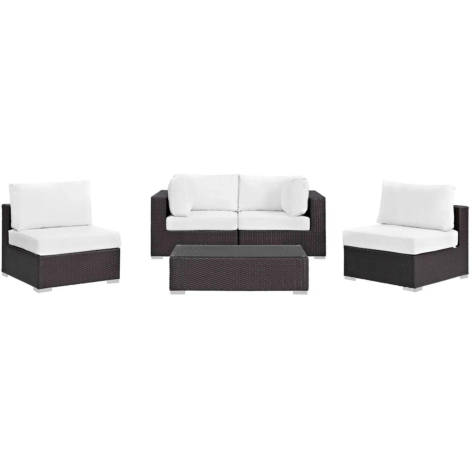 Convene 5 Piece Outdoor Patio Sectional Set - Image 36