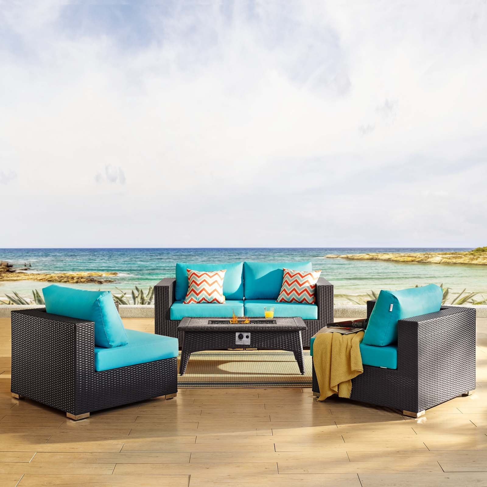 Convene 5 Piece Set Outdoor Patio with Fire Pit - Image 26
