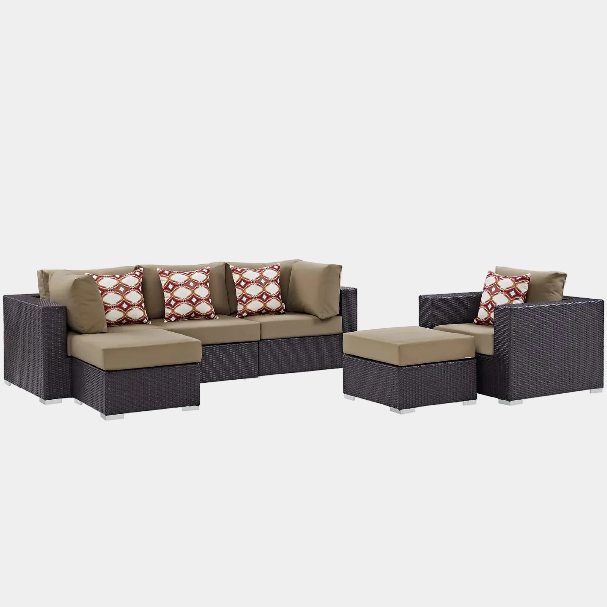 Convene 6 Piece Outdoor Sectional Set in Espresso Mocha