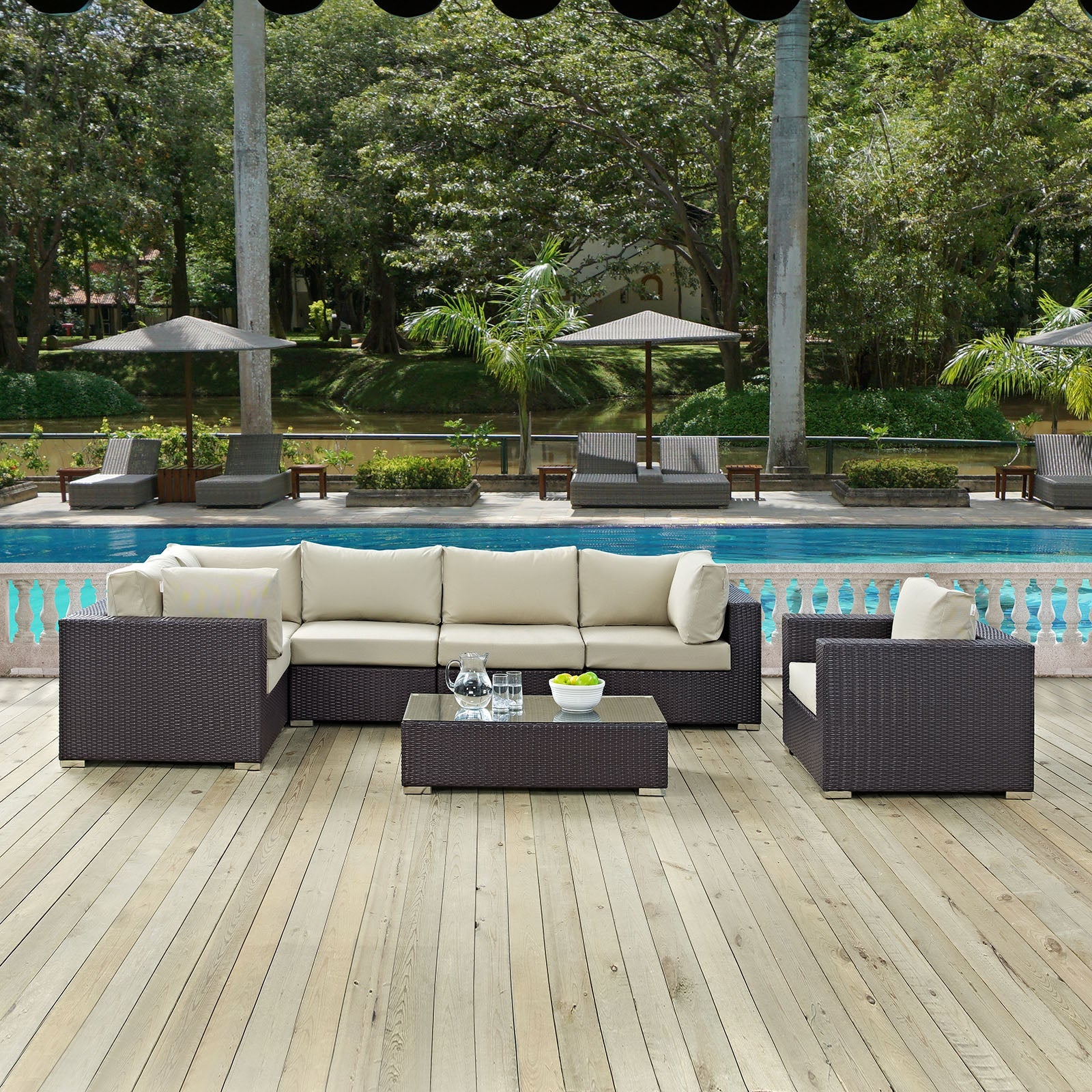 Convene 7 Piece Outdoor Patio Sectional Set - Image 2