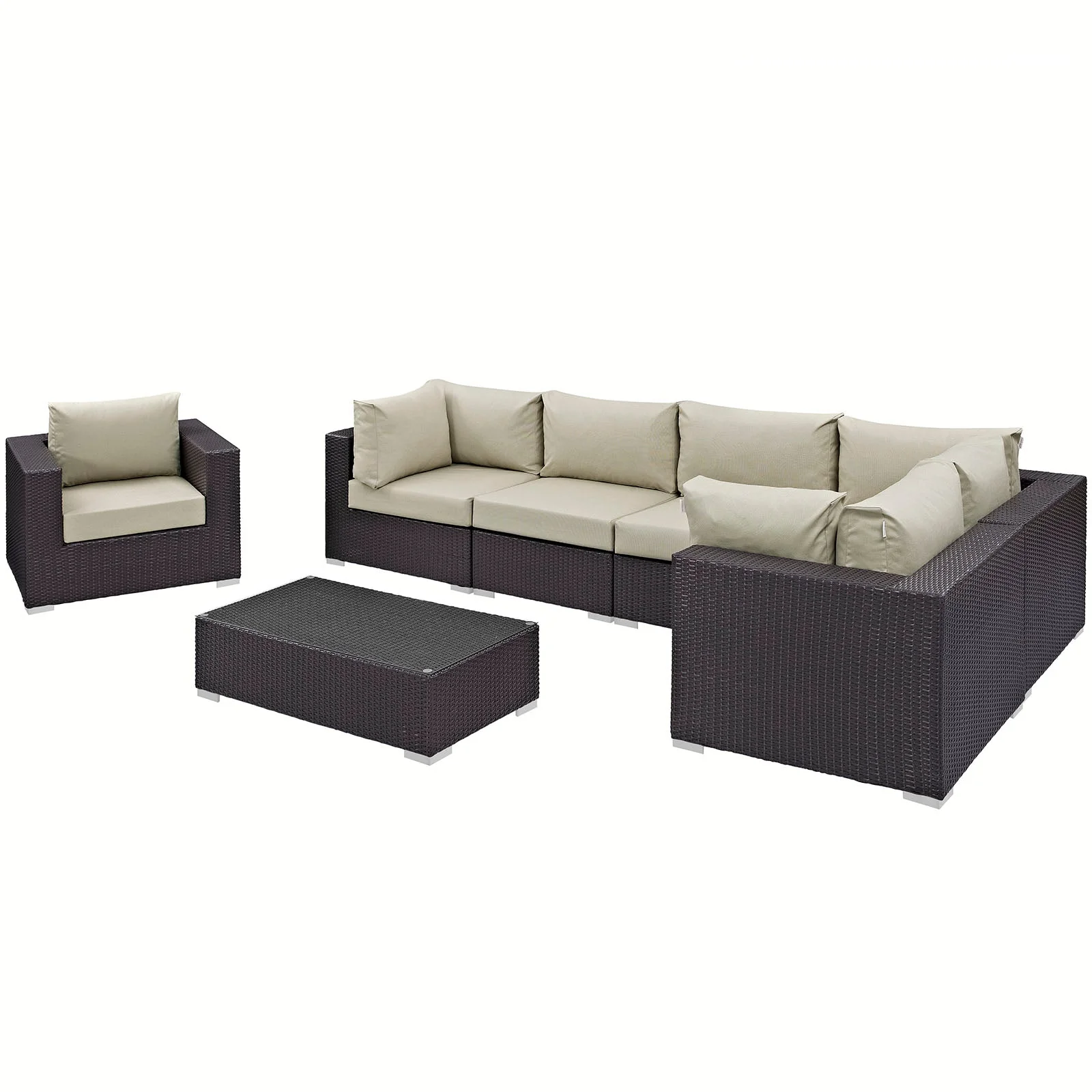 Convene 7 Piece Outdoor Patio Sectional Set - Image 9