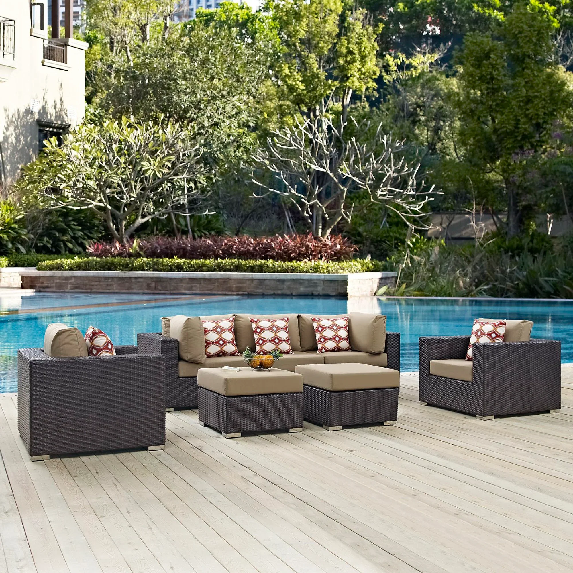 Convene 7 Piece Outdoor Sectional Set in Espresso Mocha - Image 2