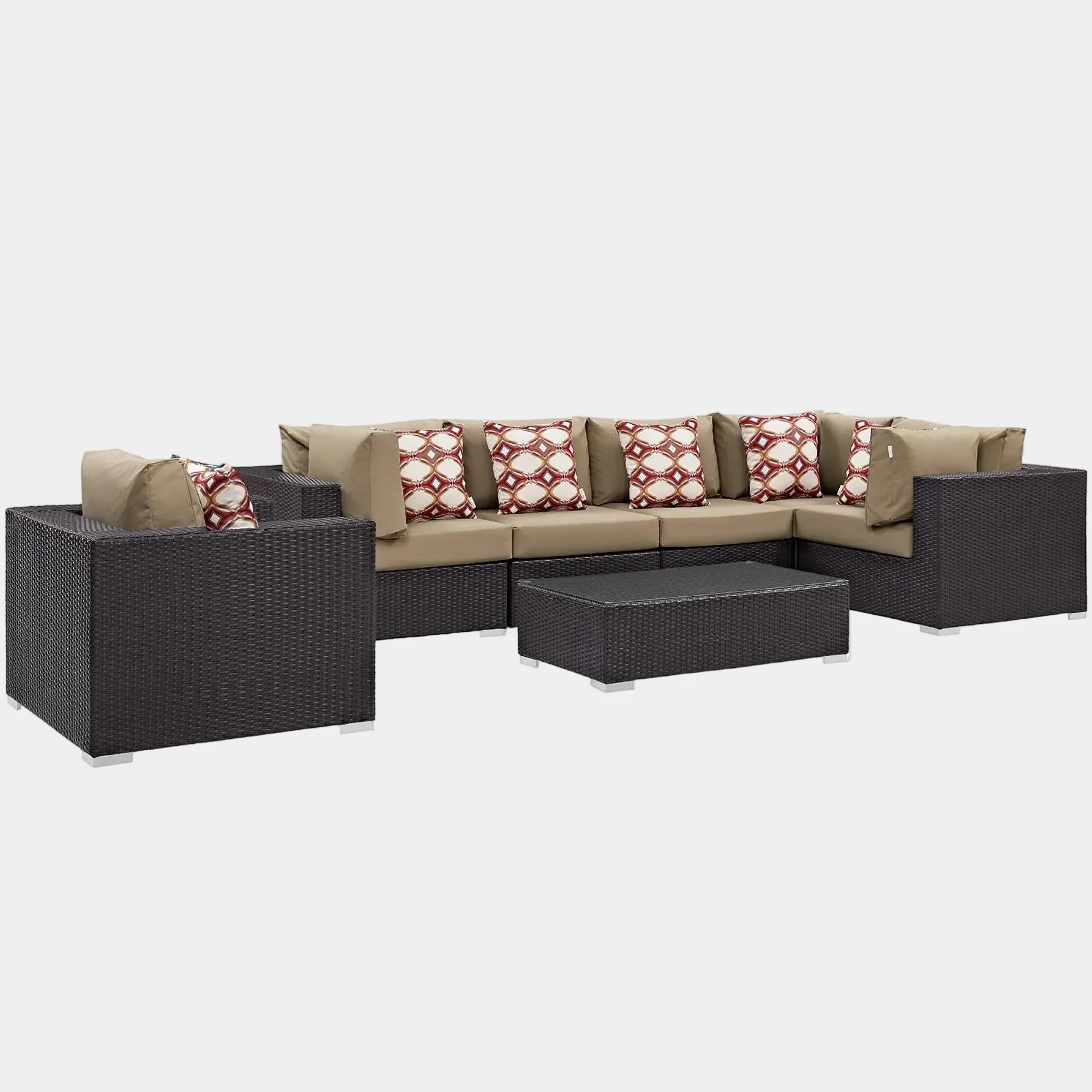 Convene 7 Piece Outdoor Sectional Set in Espresso Mocha