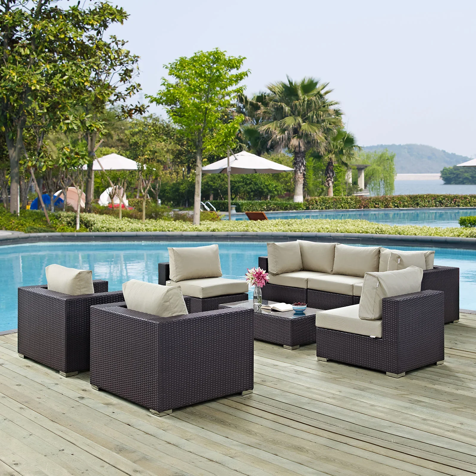 Convene 8 Piece Outdoor Patio Sectional Set - Image 2
