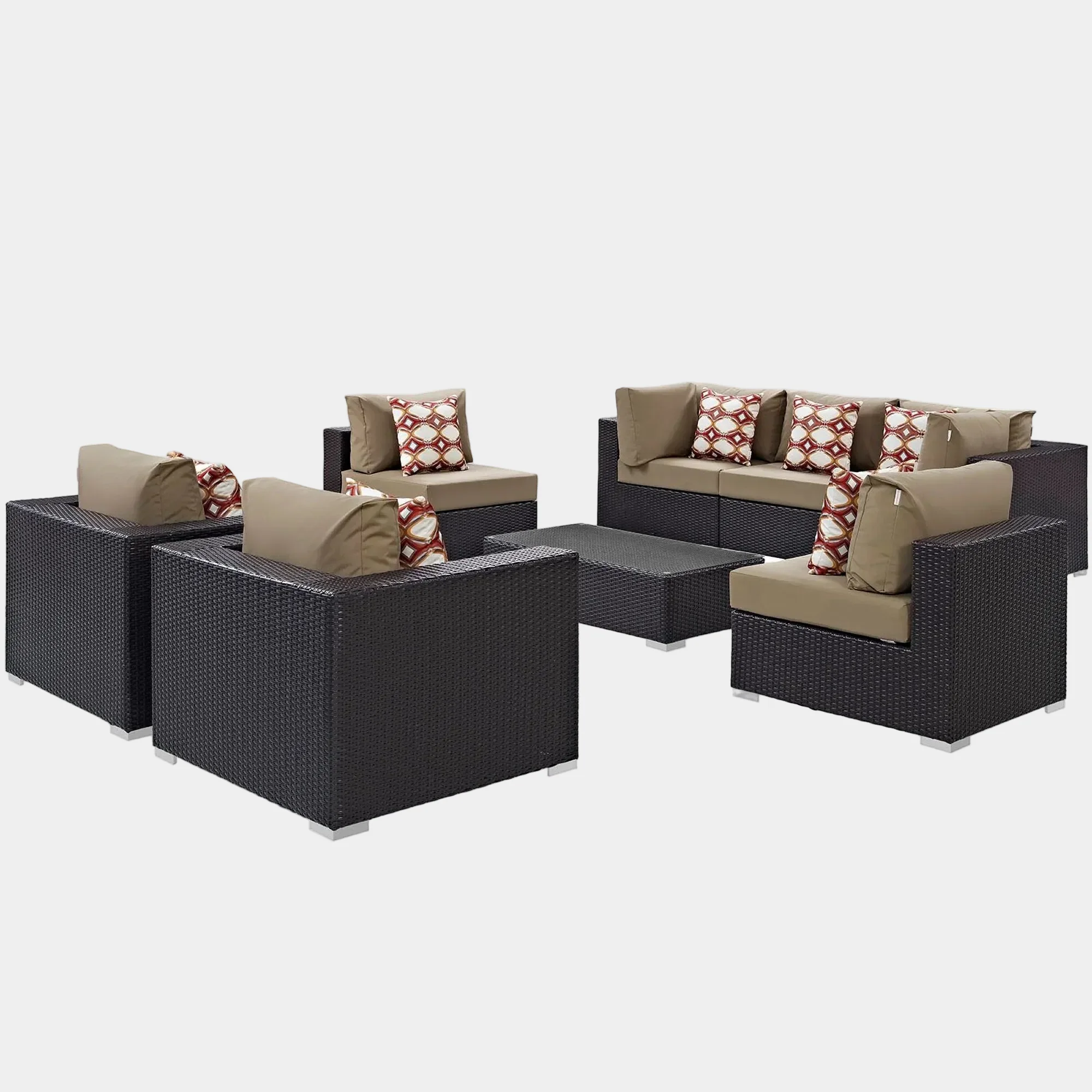 Convene 8 Piece Outdoor Sectional Set in Espresso Mocha