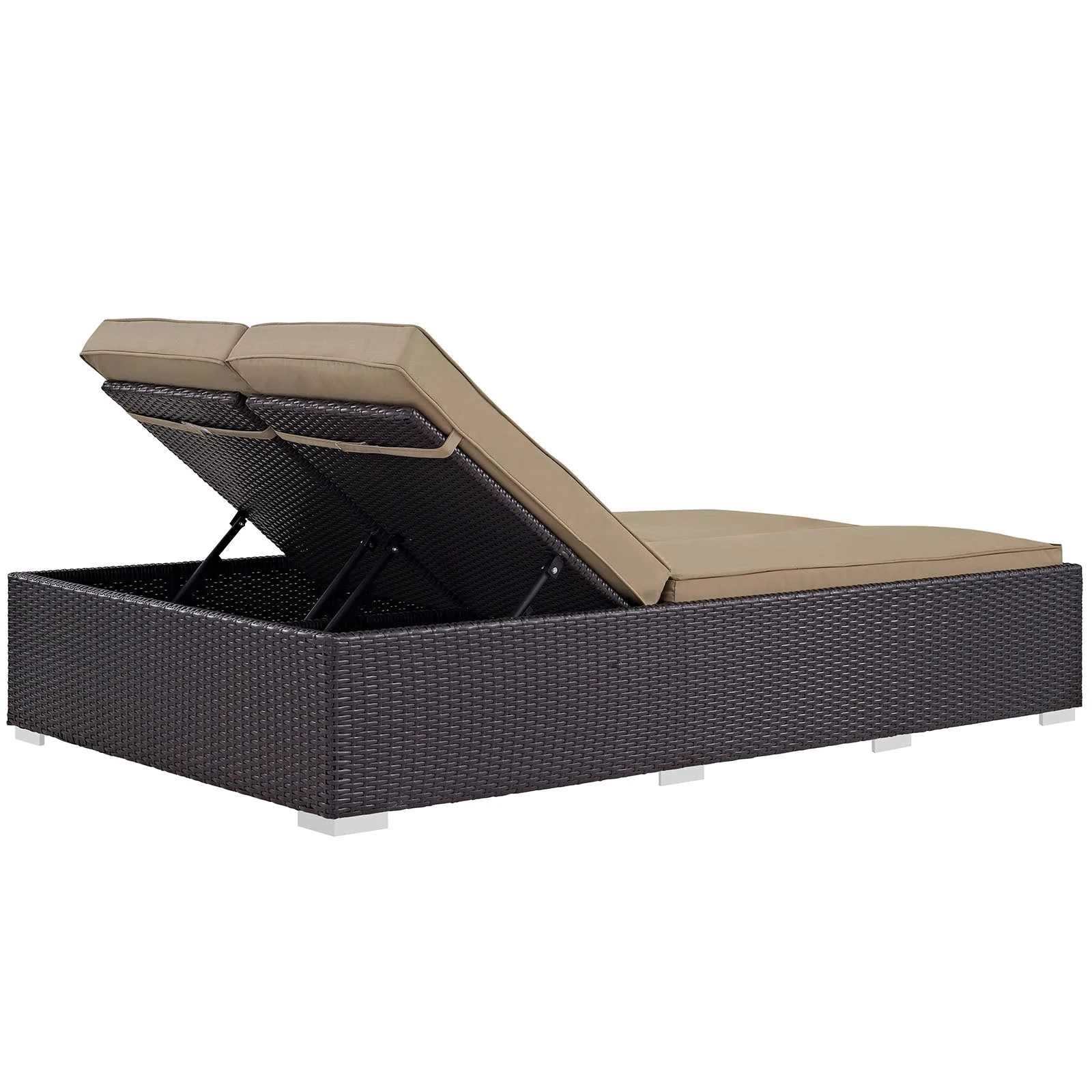 Convene Double Outdoor Patio Chaise in Espresso Mocha - Image 3