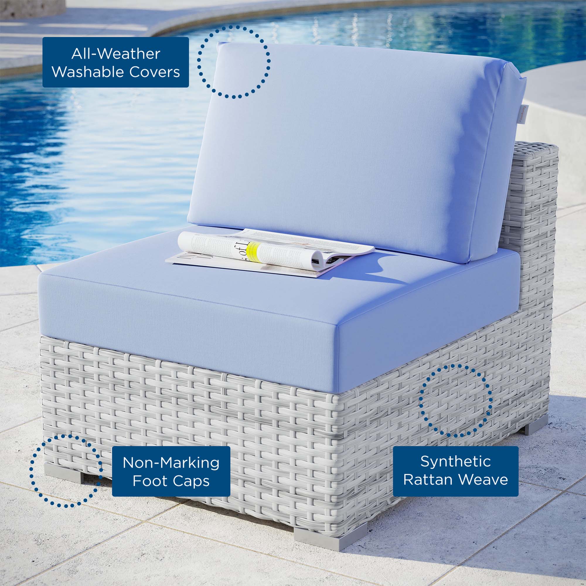 Convene Outdoor Patio Armless Chair - Image 16