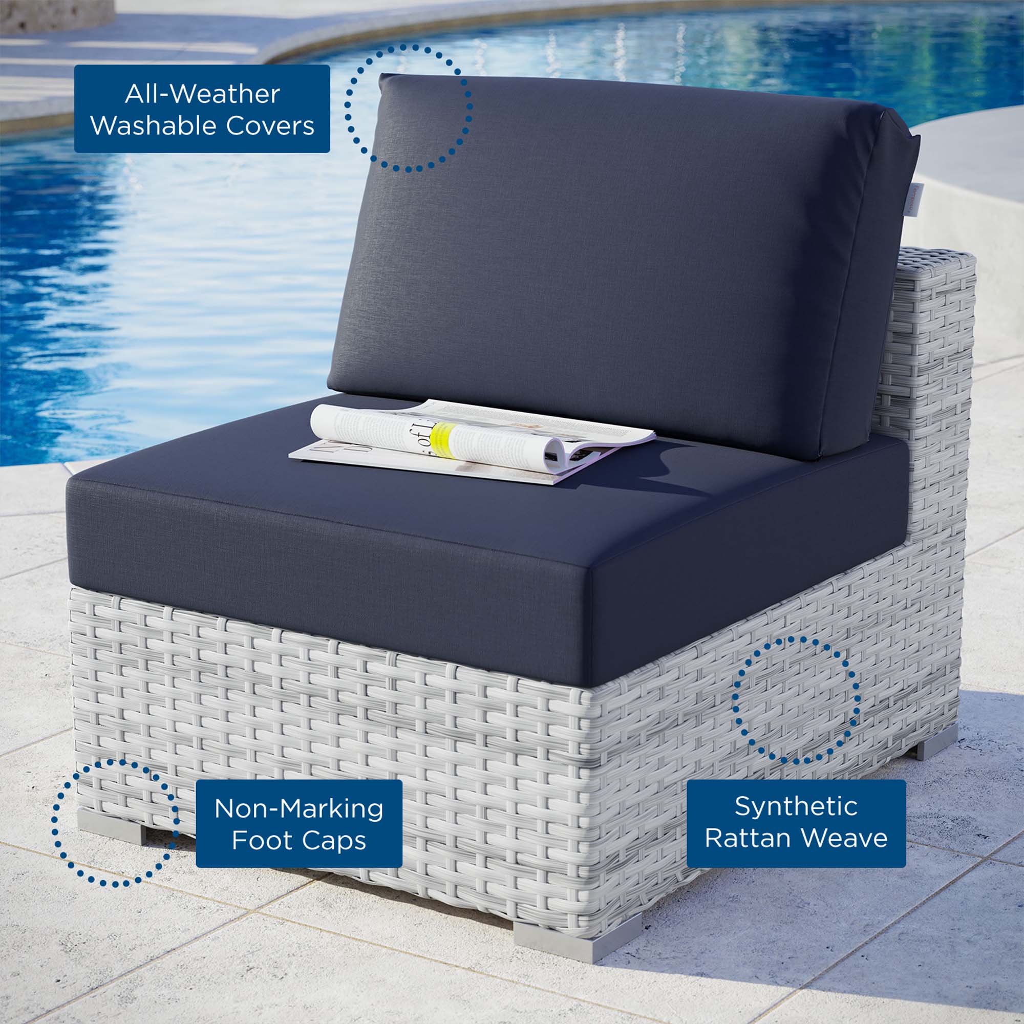 Convene Outdoor Patio Armless Chair - Image 24