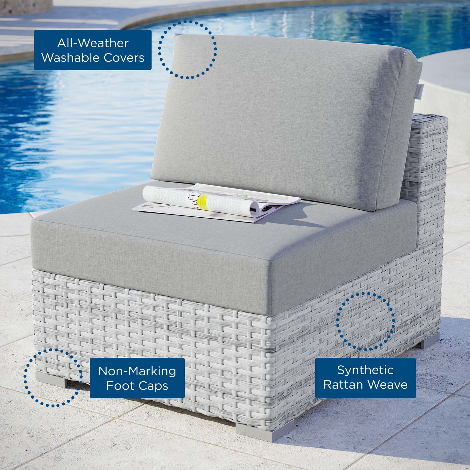 Convene Outdoor Patio Armless Chair - Image 8