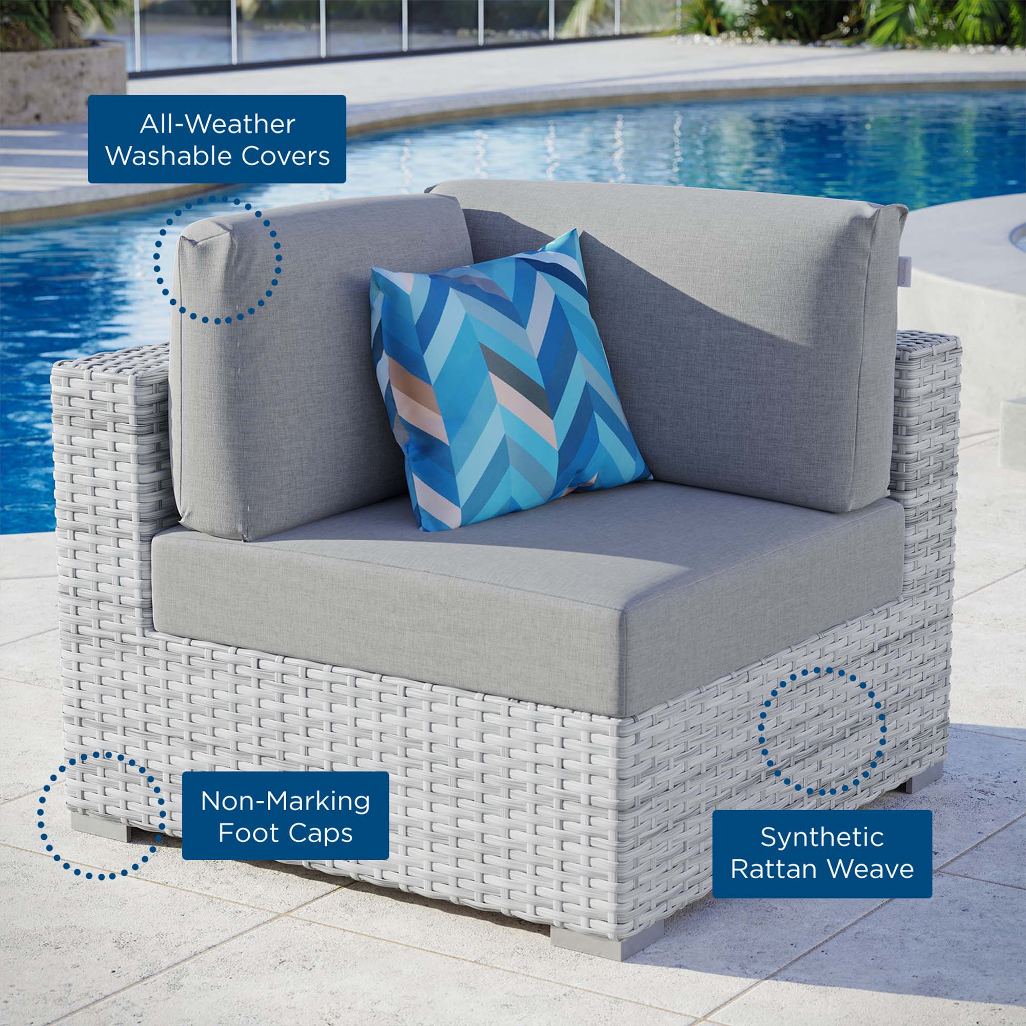 Convene Outdoor Patio Corner Chair - Image 14